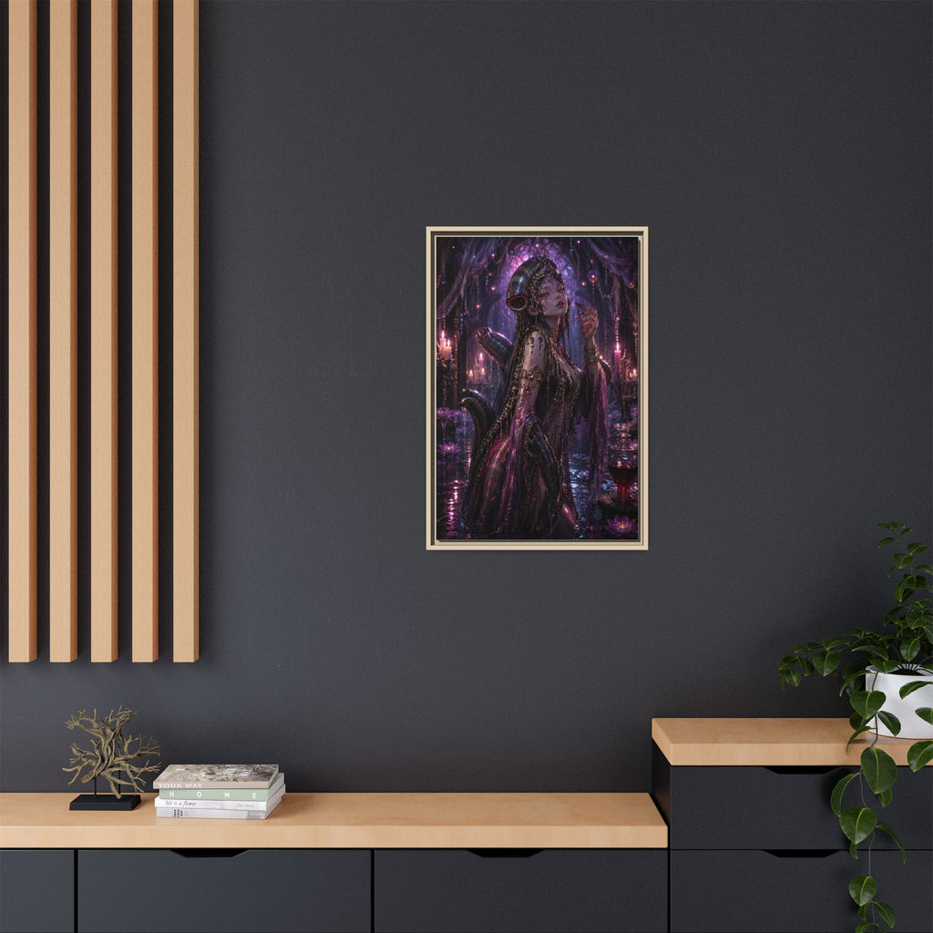 Gothic Fantasy Goddess Matte Canvas Print — Framed Dark Purple Wall Art