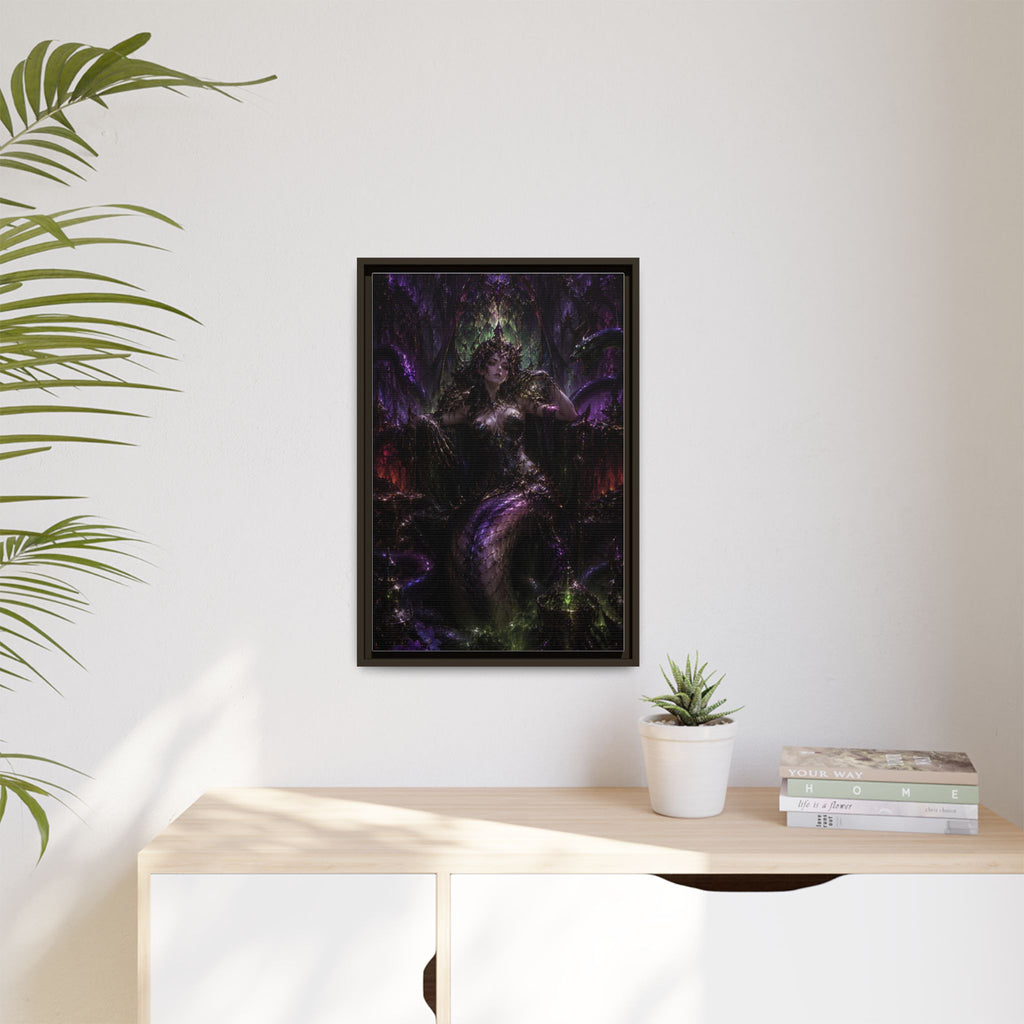 Dark Fantasy Goddess Matte Canvas Print — Framed Multi‑Color Wall Art
