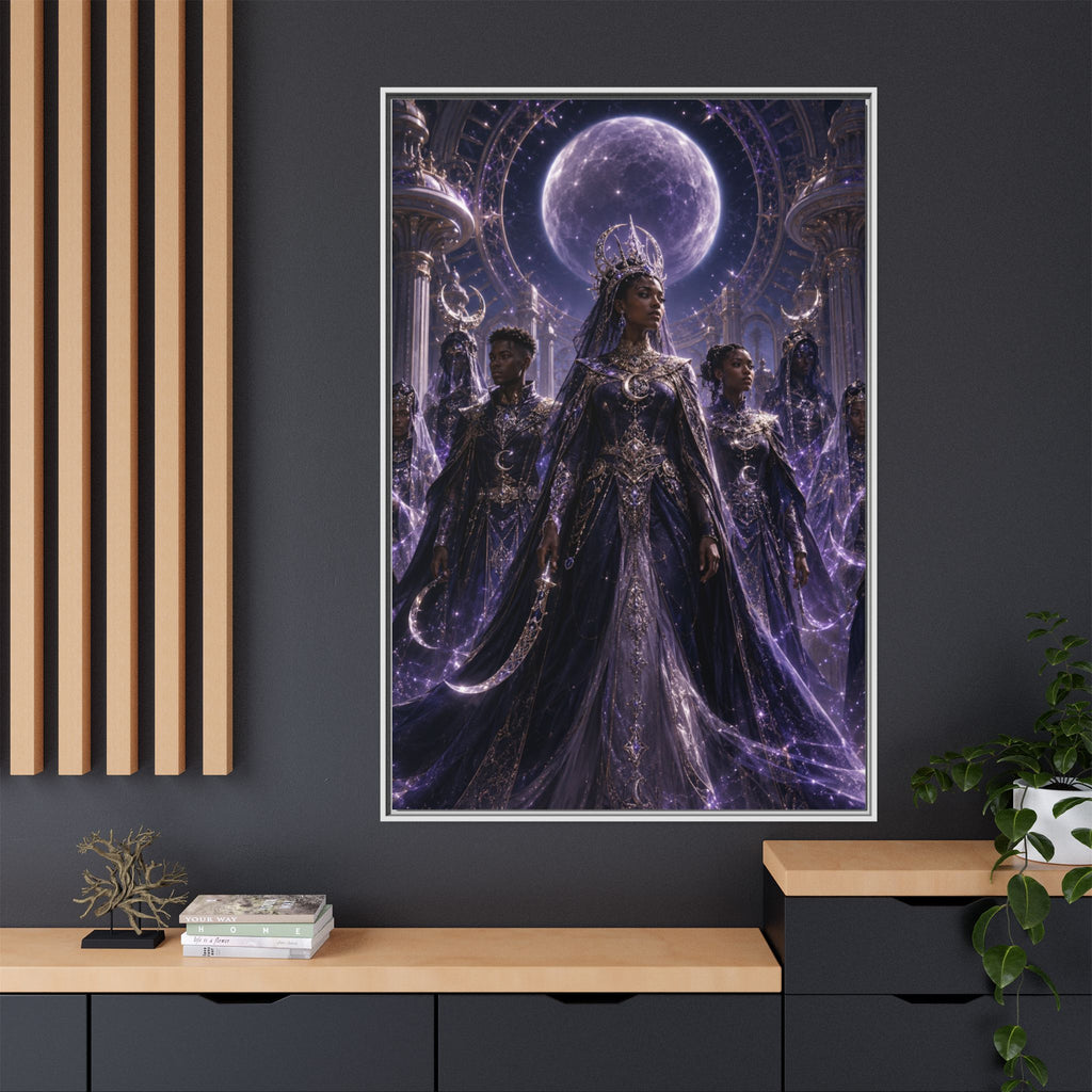 Mystic Moon Queen Framed Matte Canvas Print — Fantasy Royalty Wall Art