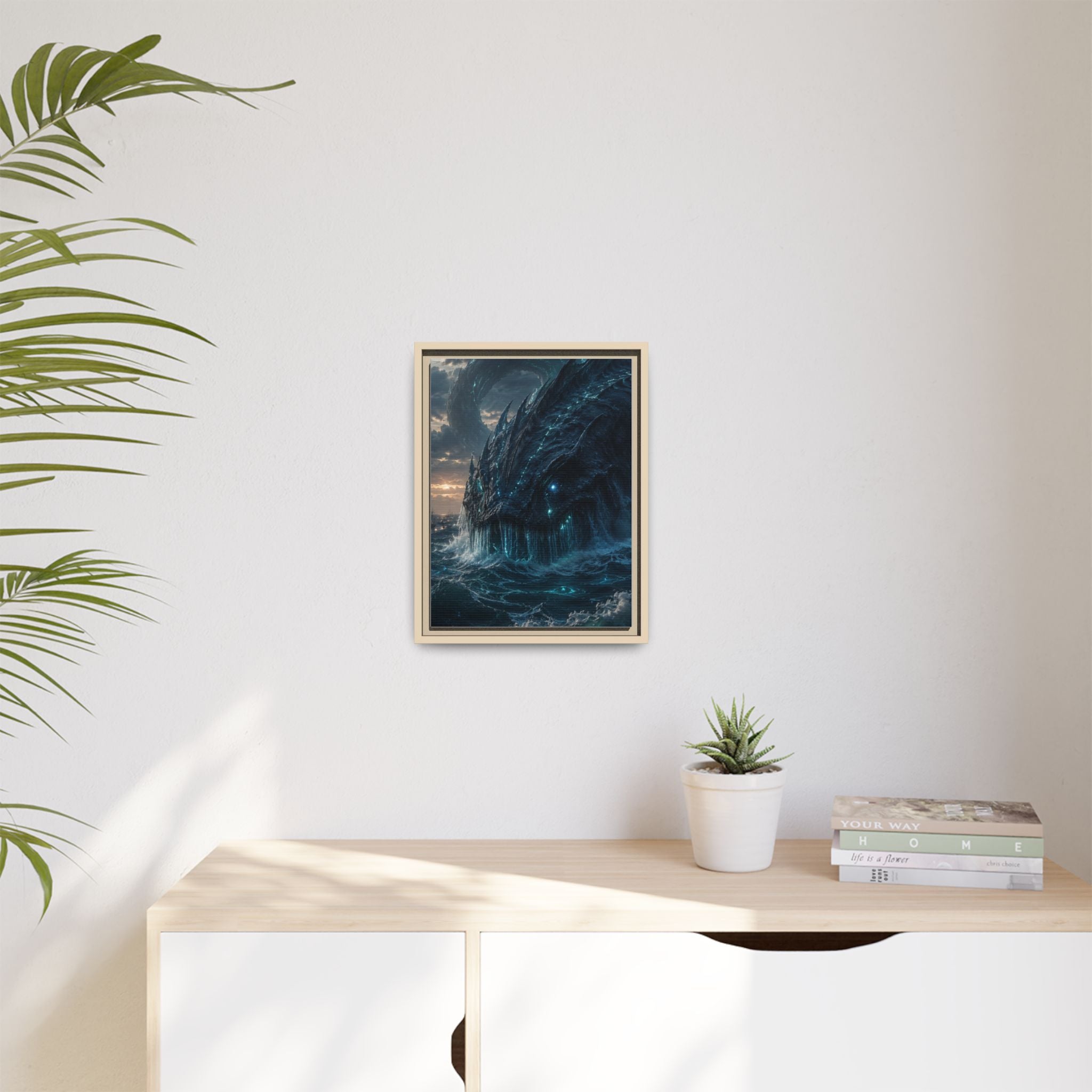 Framed Matte Canvas - Mythic Sea Leviathan Wall Art
