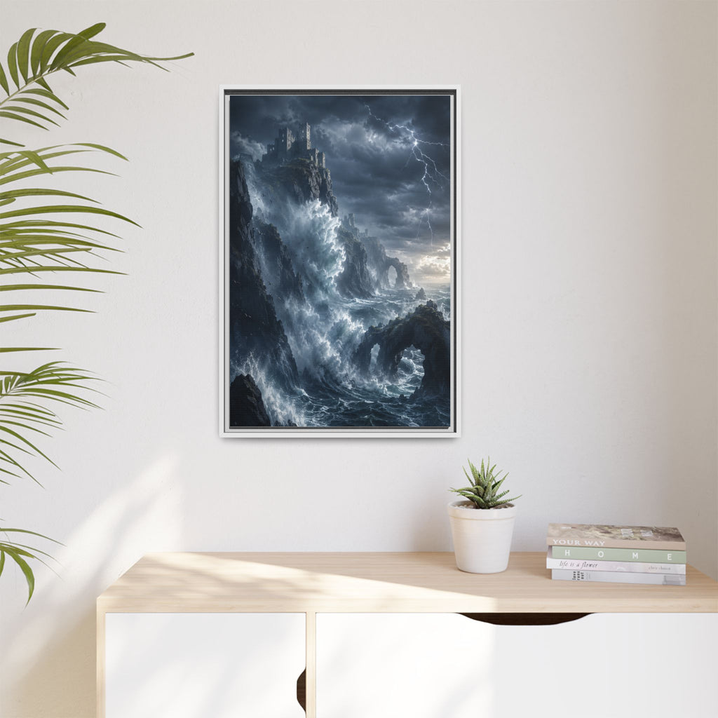 Framed Matte Canvas - Stormy Ocean Fantasy Wall Art