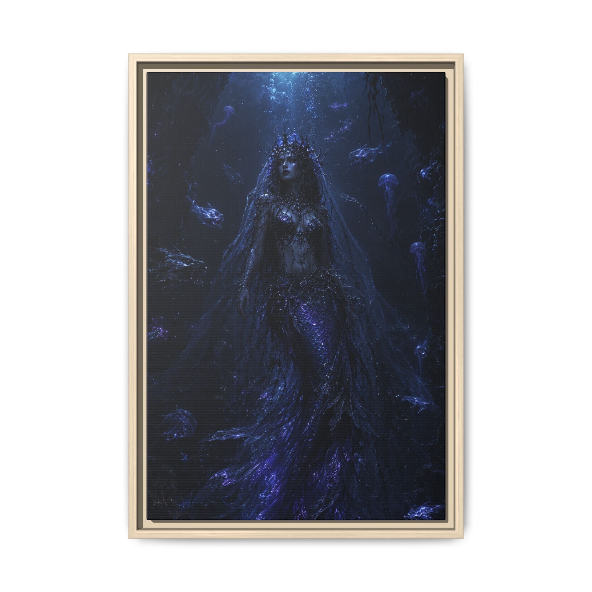 Underwater Siren Matte Fine Art Paper Print — Dark Ocean Mermaid Wall Art