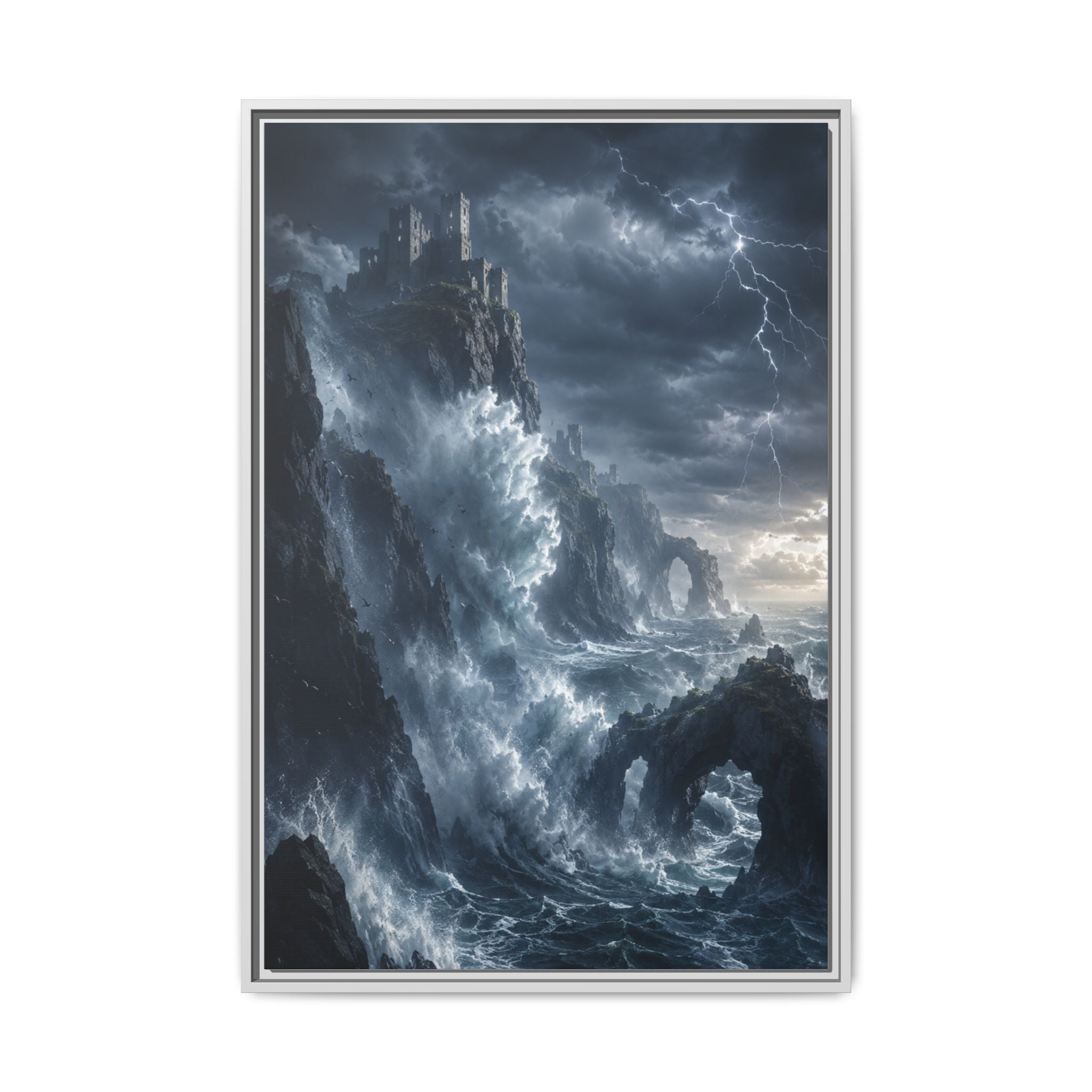 Framed Matte Canvas - Stormy Ocean Fantasy Wall Art