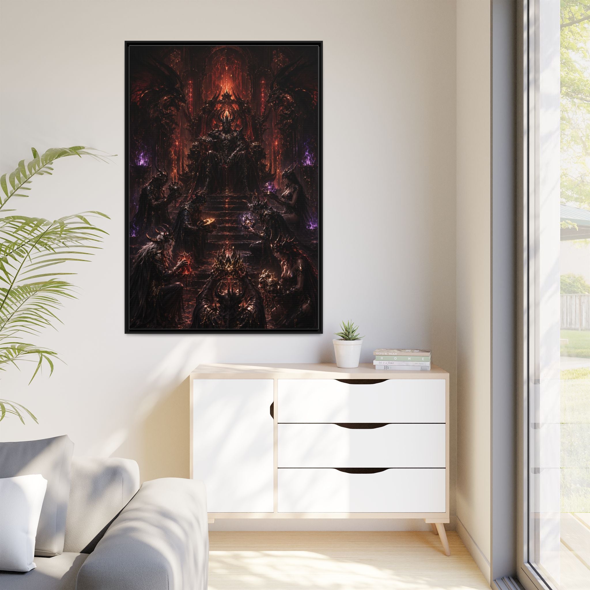 Dark Fantasy Throne Room Matte Canvas Print (Framed)