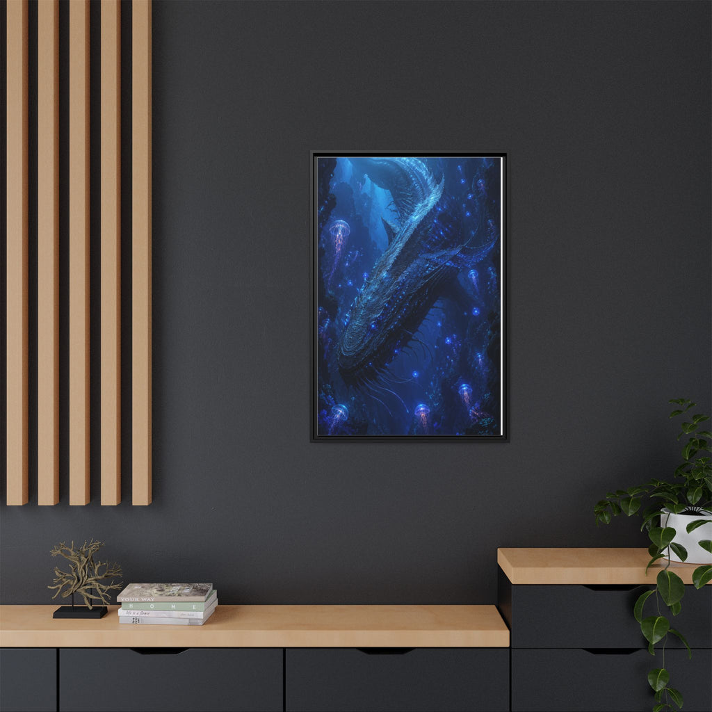 Framed Matte Canvas Art - Deep Sea Leviathan Fantasy Print