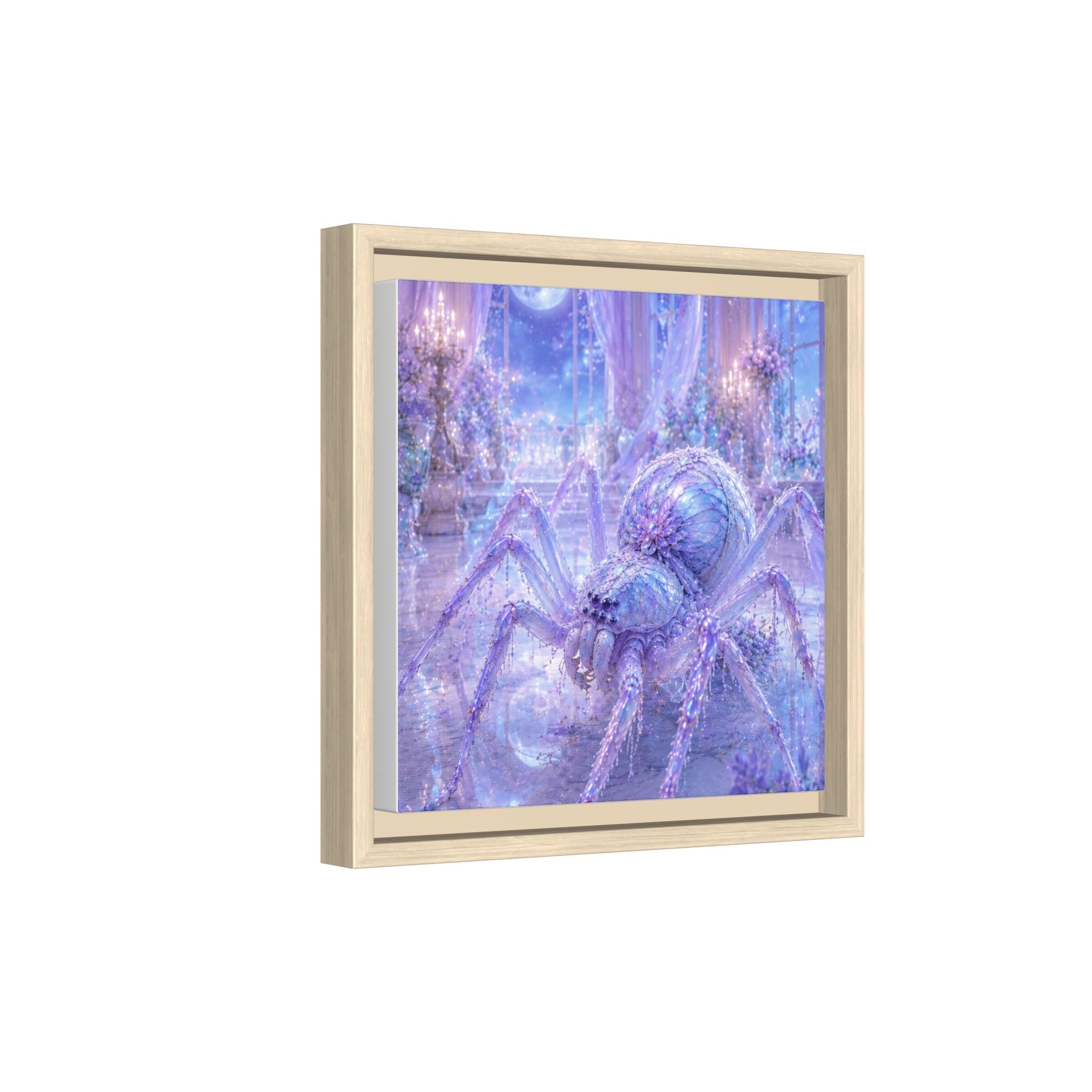 Moonlit Spider Fantasy Canvas Print — Lavender Enchanted Wall Art (Framed)