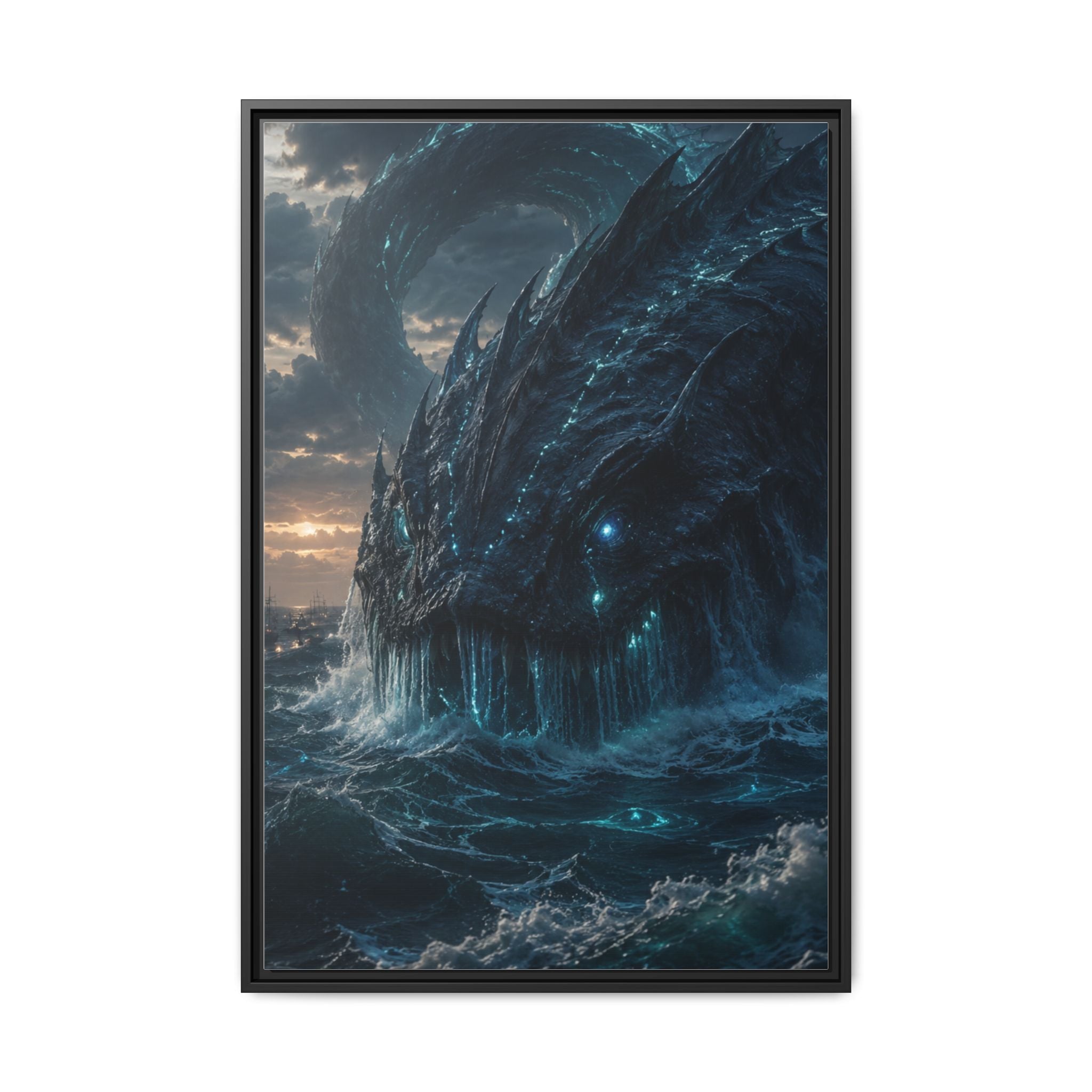 Framed Matte Canvas - Mythic Sea Leviathan Wall Art