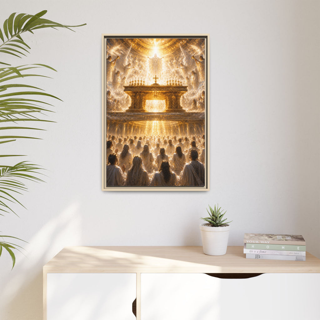 Heavenly Altar Matte Canvas Framed Wall Art — Spiritual Church Scene