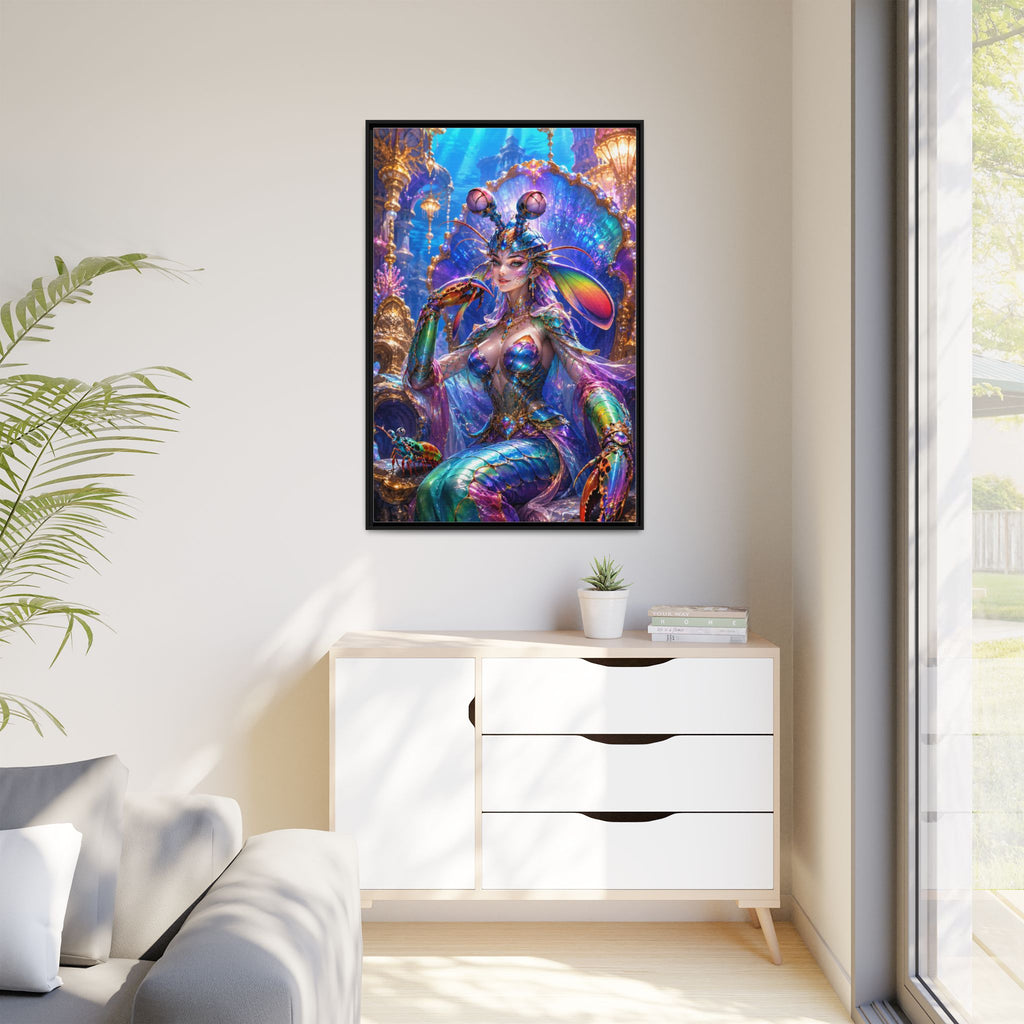Mermaid Queen Framed Matte Canvas Art — Vibrant Fantasy Underwater Wall Decor