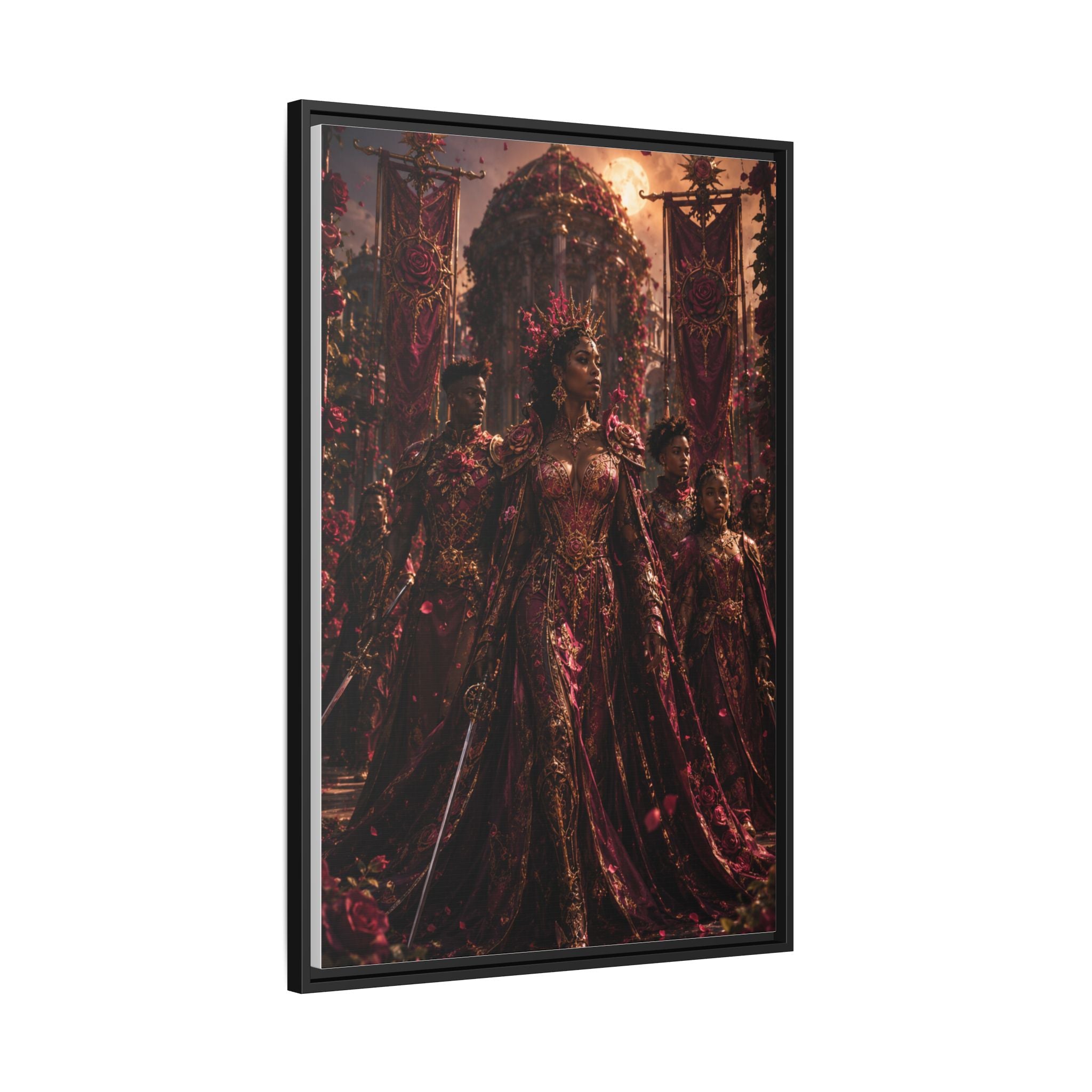 Framed Matte Canvas Art — Regal Fantasy Queen Portrait