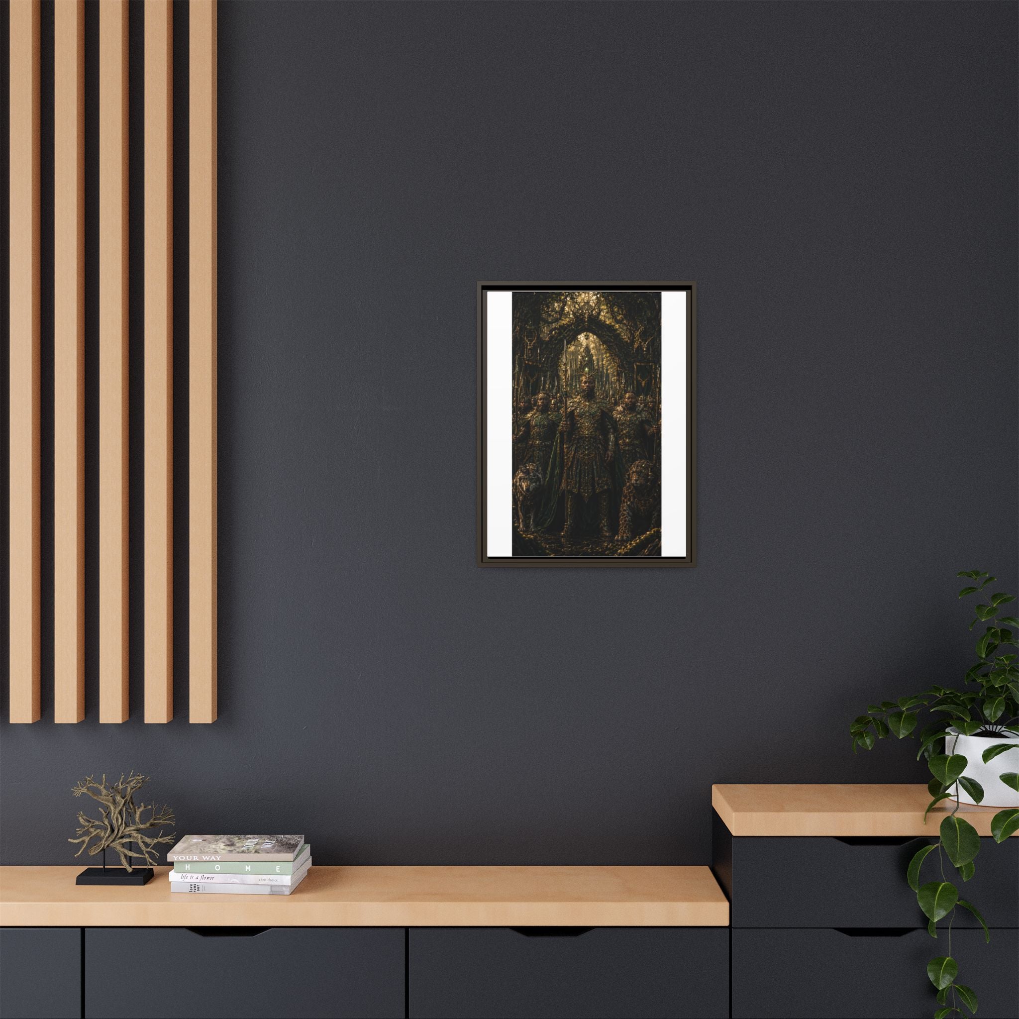 Framed Matte Canvas — Regal Fantasy King in Ornate Armor