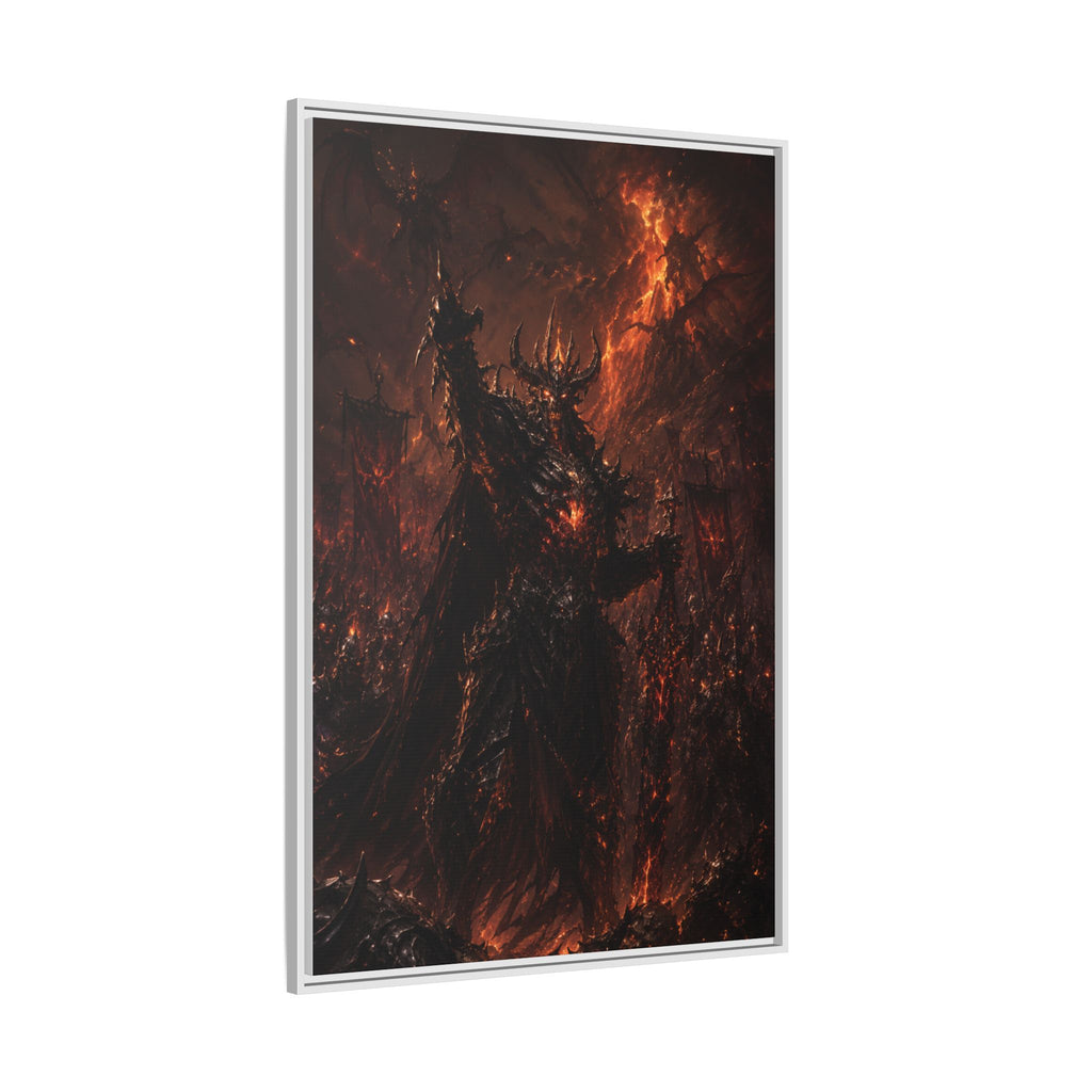 Framed Matte Canvas: Infernal Dark Lord Fantasy Wall Art