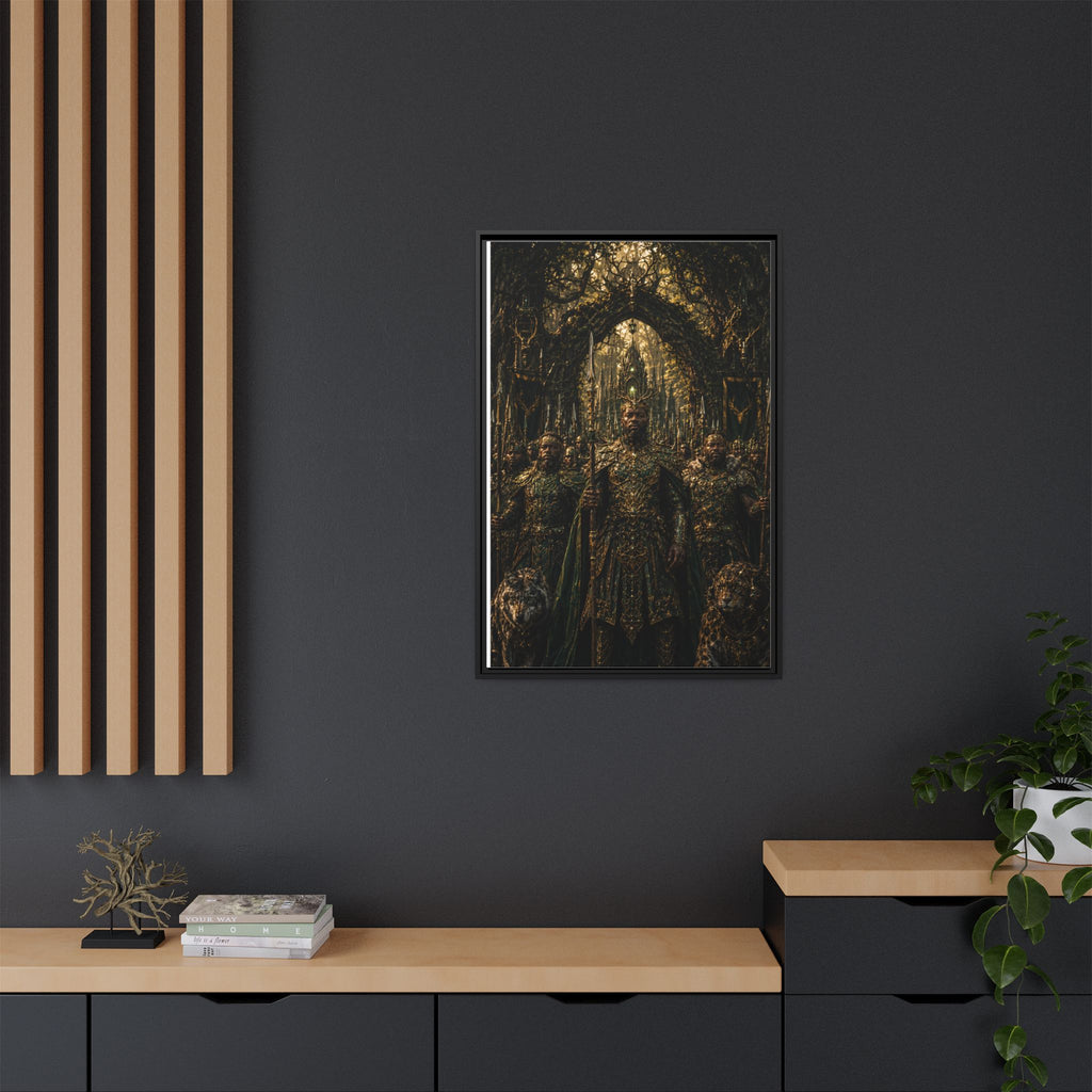 Framed Matte Canvas — Regal Fantasy King in Ornate Armor