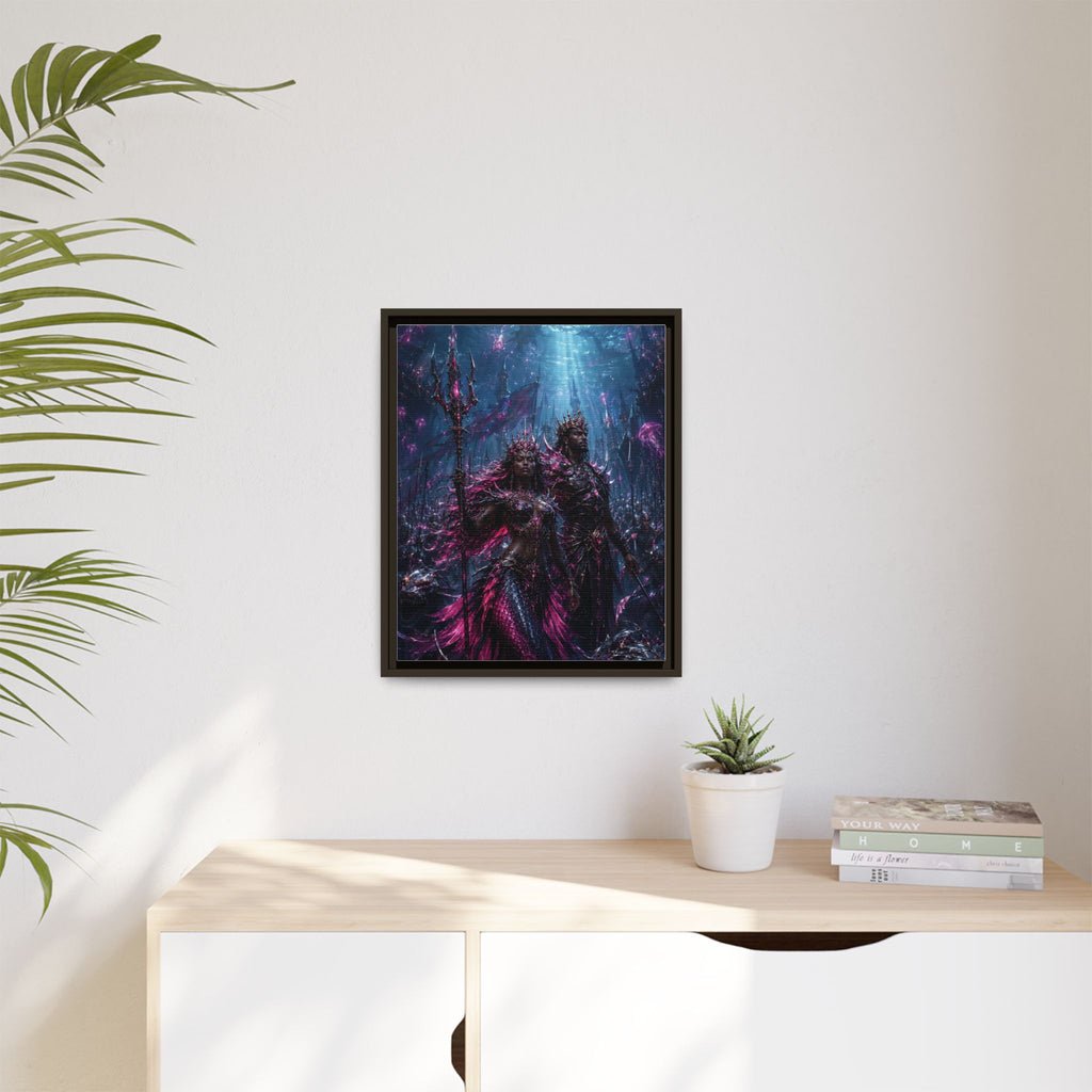 Framed Matte Canvas Print — Mystical Underwater King & Queen Artwork