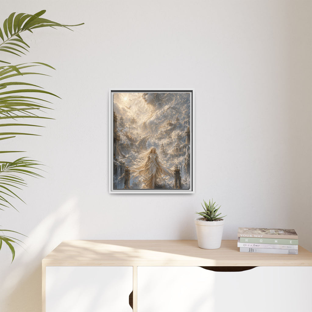 Ethereal Goddess Matte Framed Canvas Art — Dreamlike Fantasy Wall Decor