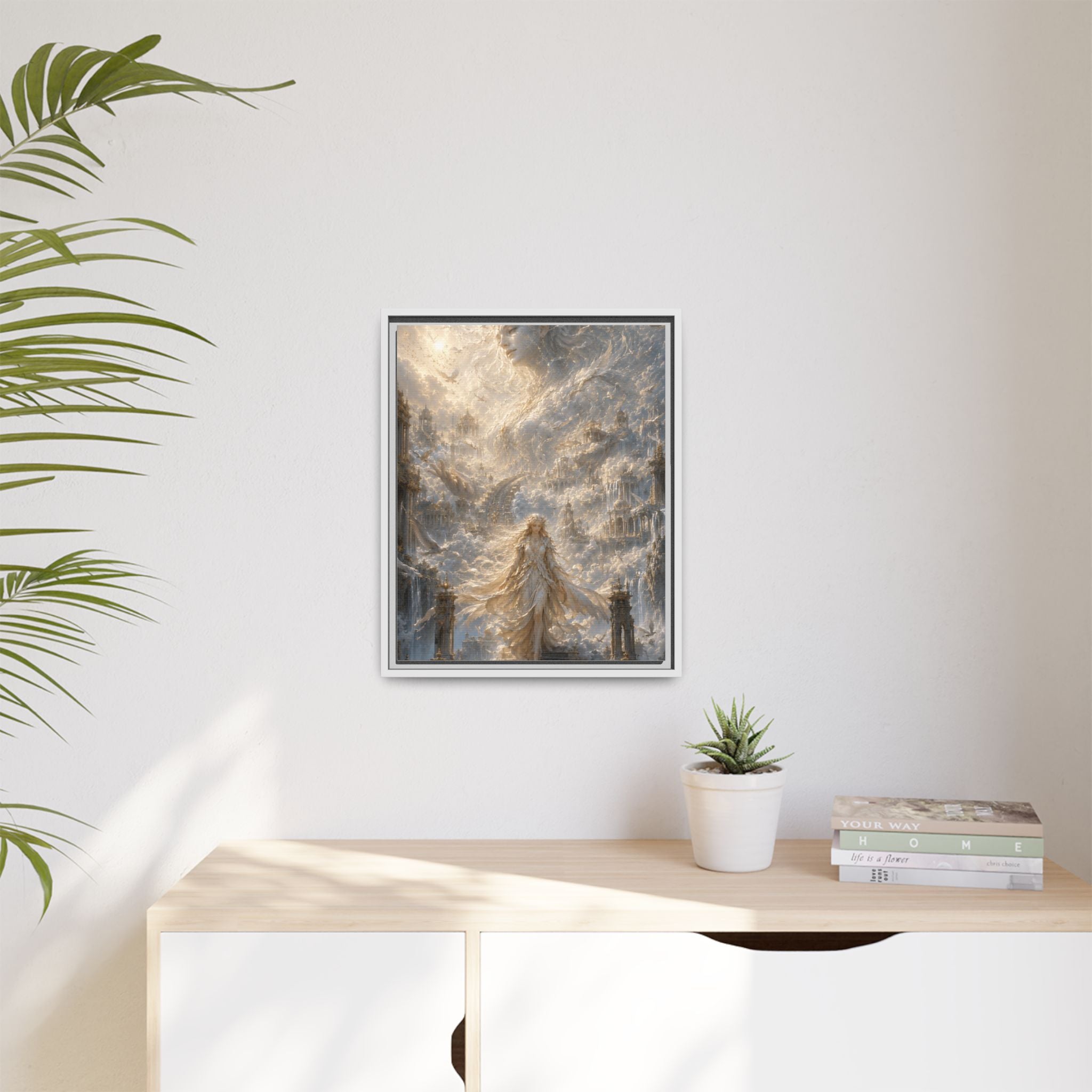 Ethereal Goddess Matte Framed Canvas Art — Dreamlike Fantasy Wall Decor