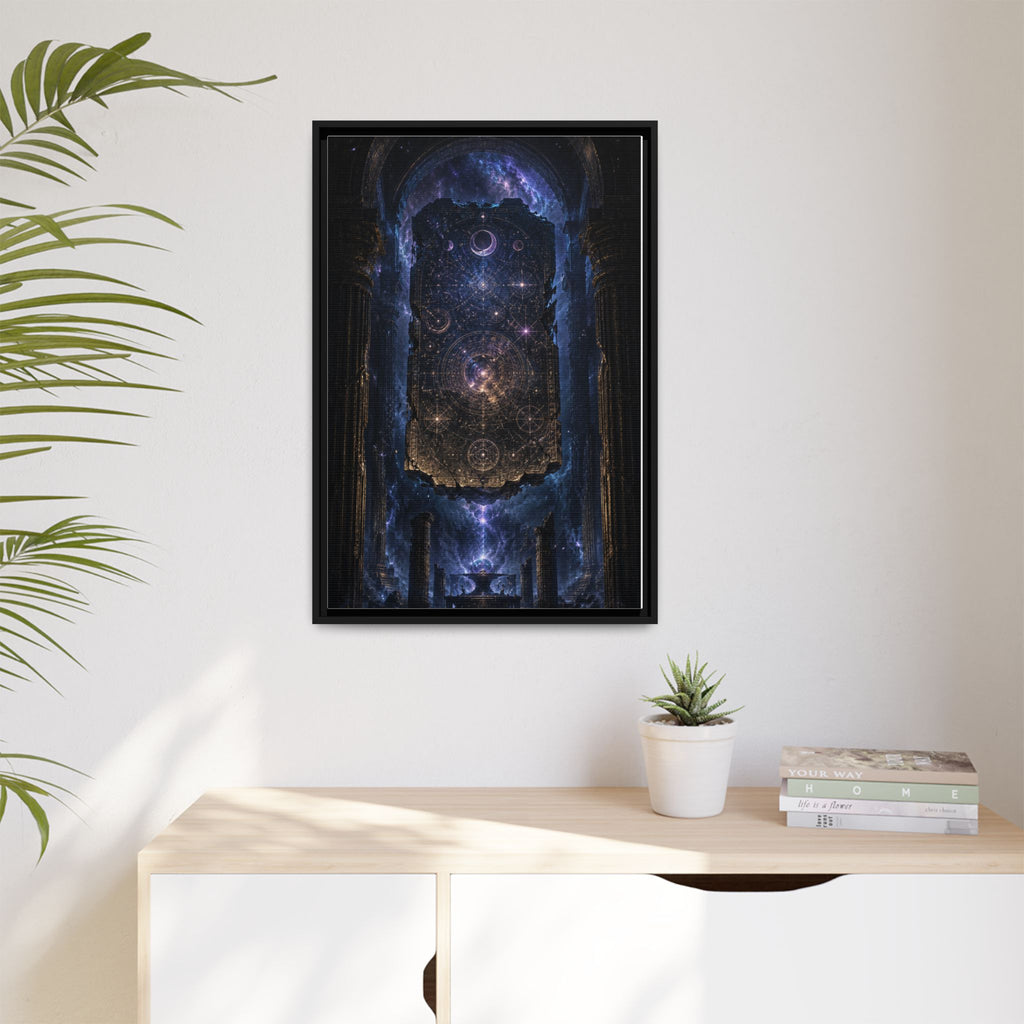 Framed Matte Canvas Wall Art — Cosmic Cathedral Galaxy Print