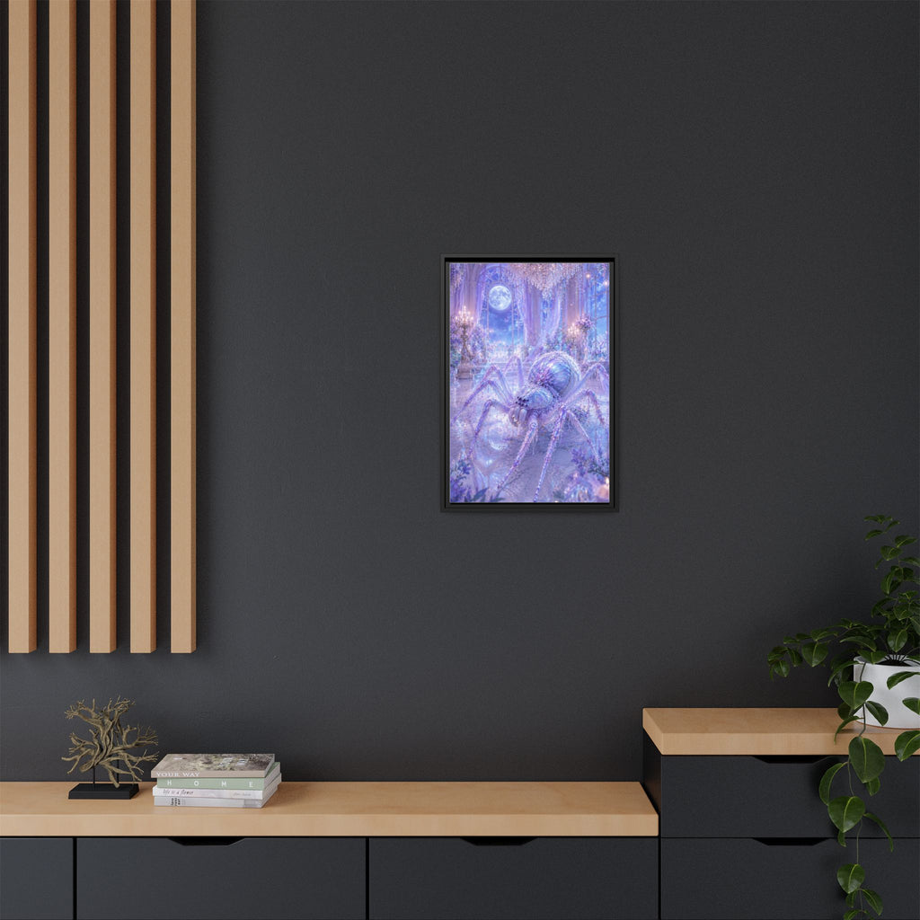 Moonlit Spider Fantasy Canvas Print — Lavender Enchanted Wall Art (Framed)