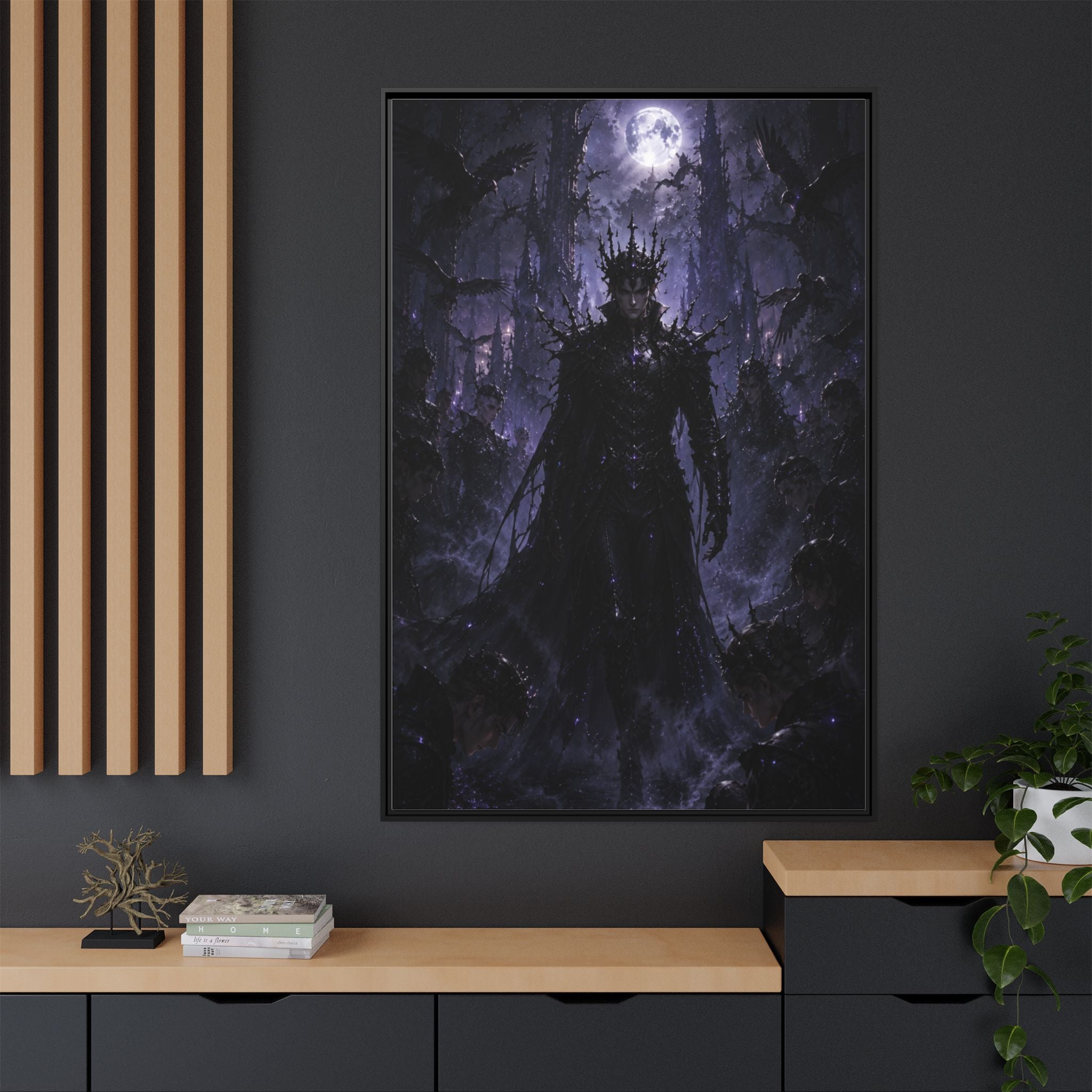 Dark King Matte Canvas Framed Print — Gothic Fantasy Wall Art