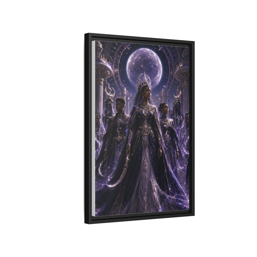 Mystic Moon Queen Framed Matte Canvas Print — Fantasy Royalty Wall Art