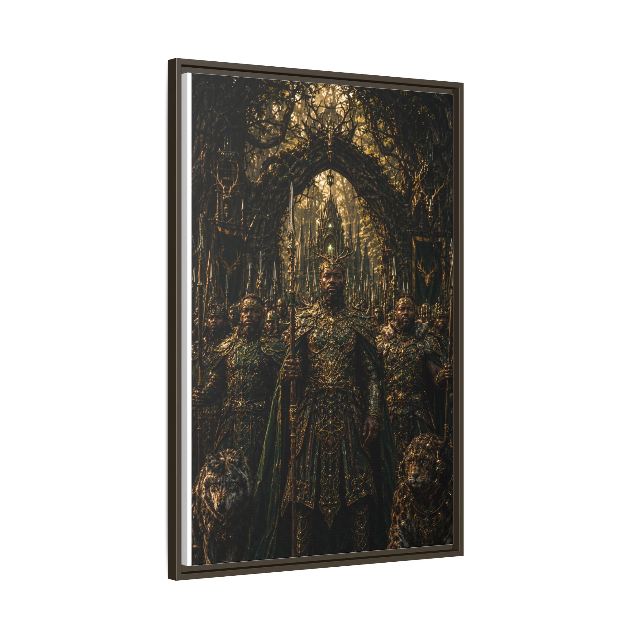 Framed Matte Canvas — Regal Fantasy King in Ornate Armor