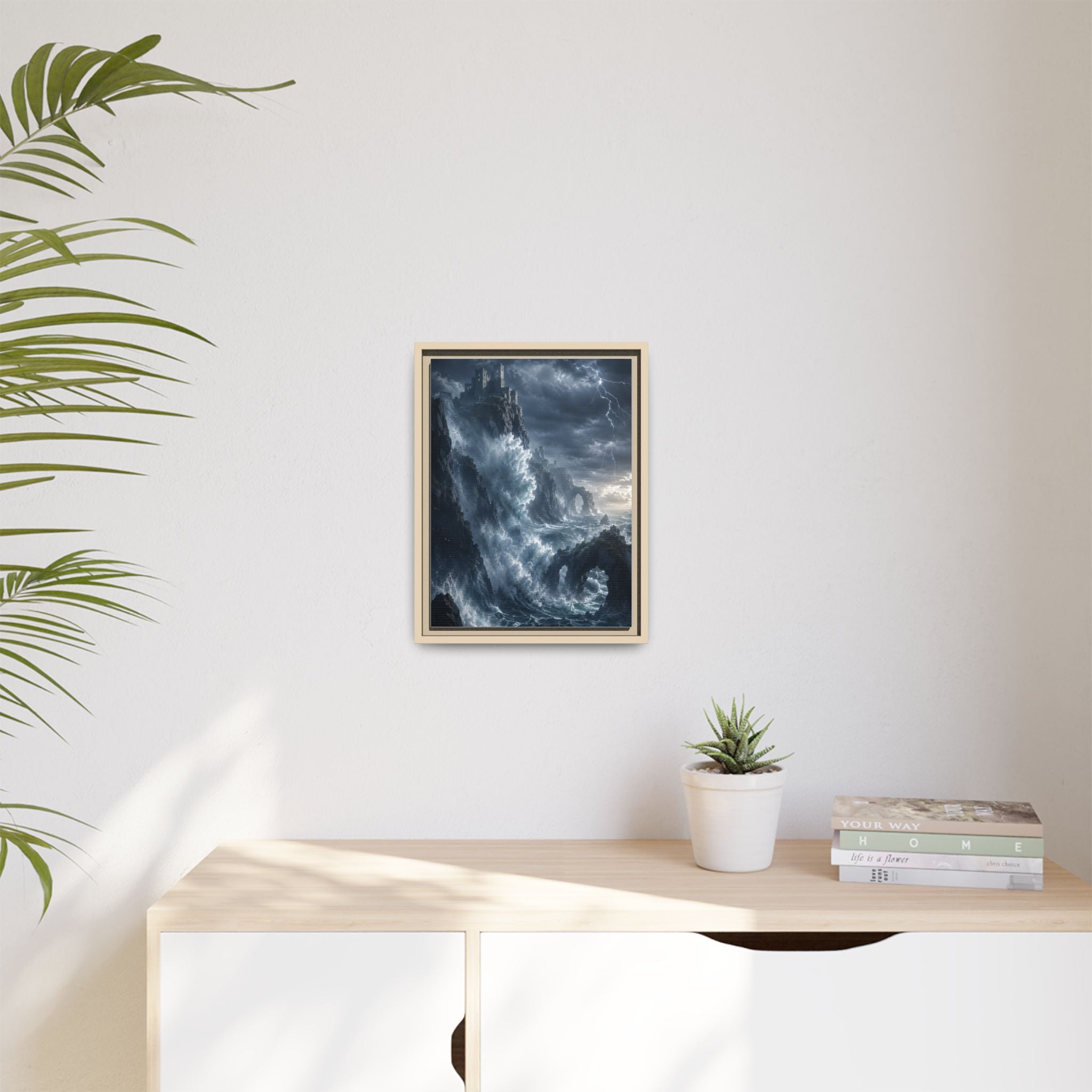 Framed Matte Canvas - Stormy Ocean Fantasy Wall Art