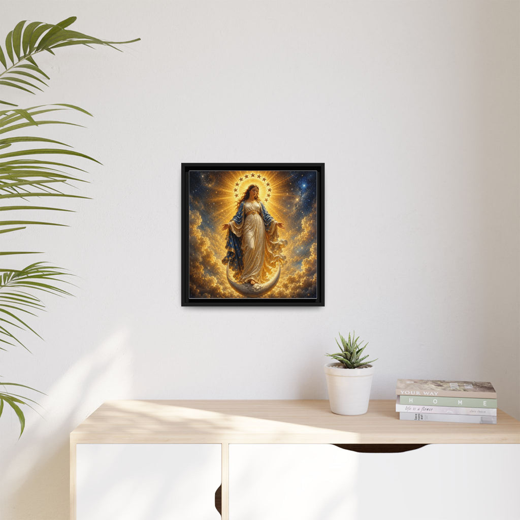 Madonna and Childlike Grace Framed Matte Canvas – Radiant Virgin Mary Wall Art
