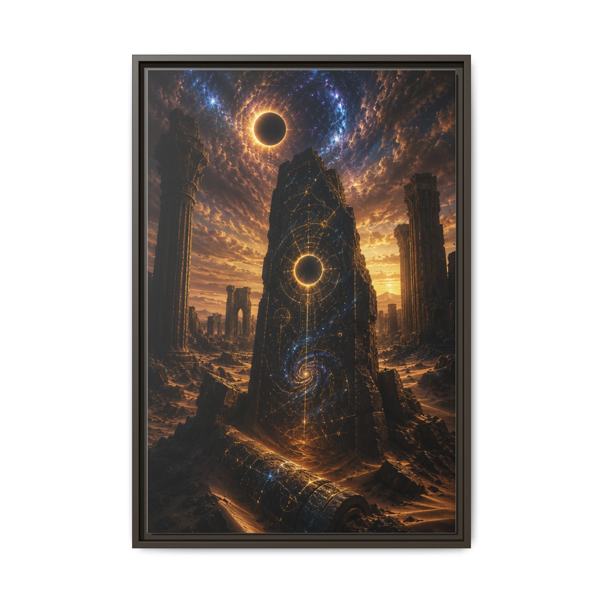 Framed Matte Canvas - Cosmic Obelisk Fantasy Wall Art