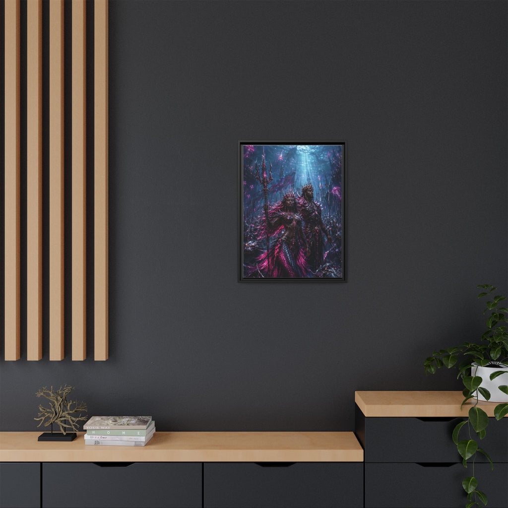 Framed Matte Canvas Print — Mystical Underwater King & Queen Artwork