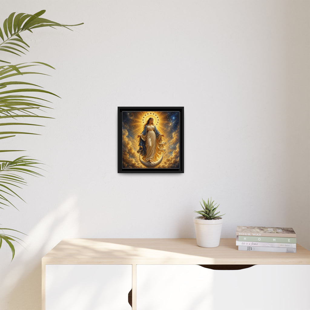 Madonna and Childlike Grace Framed Matte Canvas – Radiant Virgin Mary Wall Art