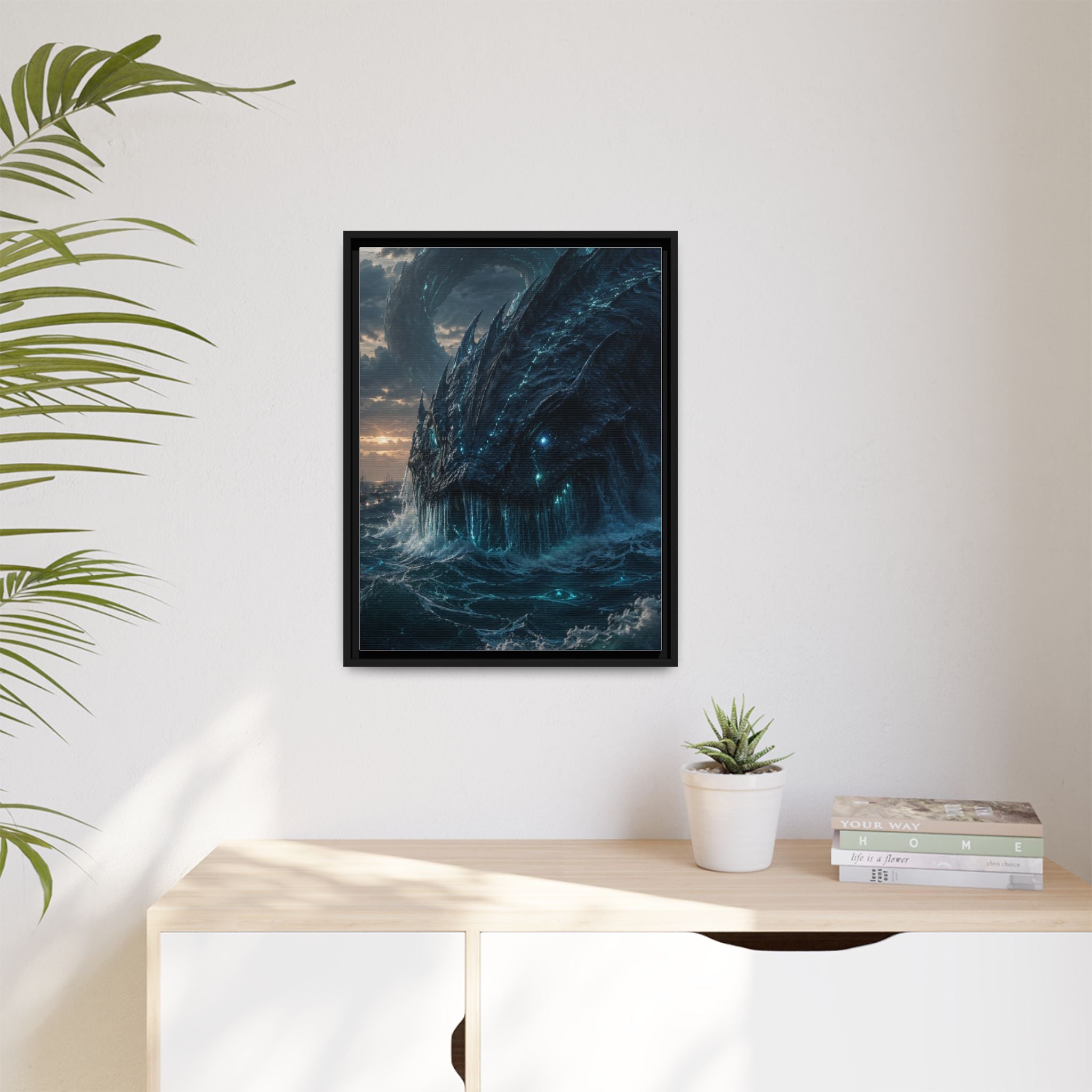 Framed Matte Canvas - Mythic Sea Leviathan Wall Art