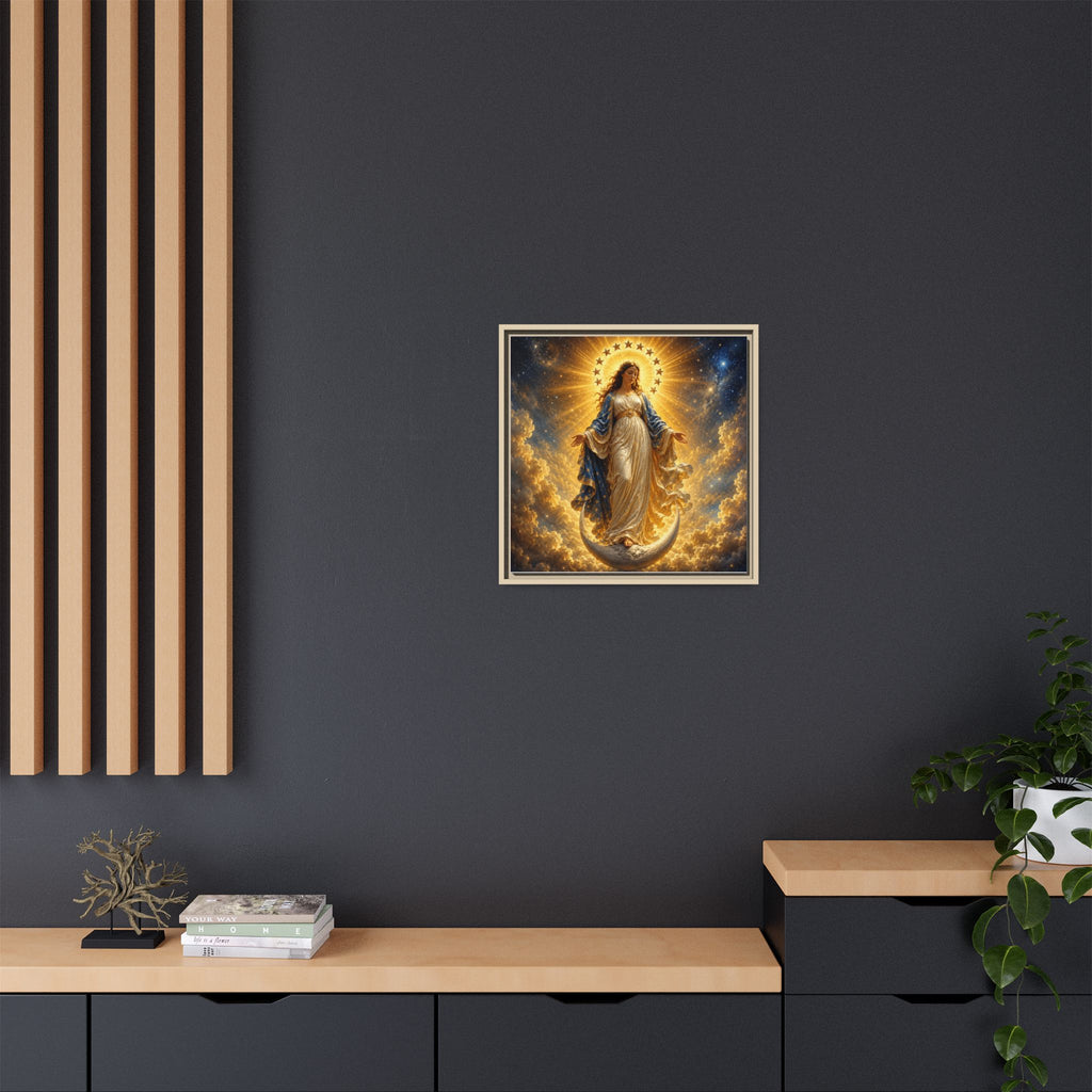 Madonna and Childlike Grace Framed Matte Canvas – Radiant Virgin Mary Wall Art