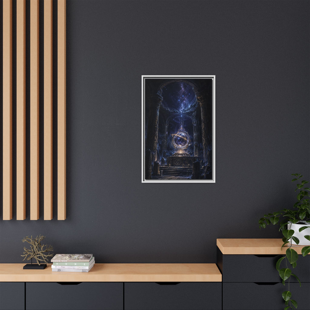 Framed Cosmic Temple Matte Canvas Art — Mystic Astral Orb Wall Decor