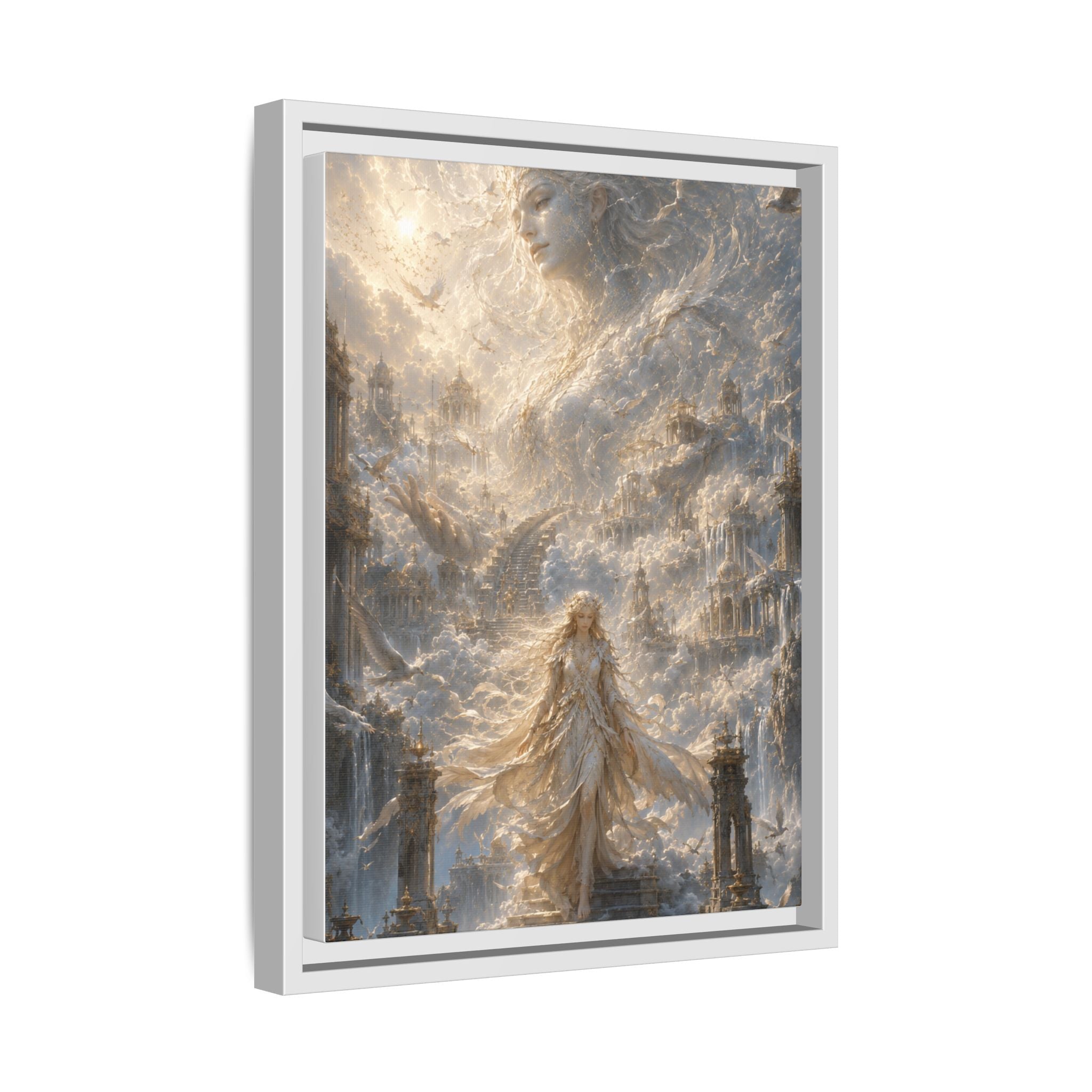 Ethereal Goddess Matte Framed Canvas Art — Dreamlike Fantasy Wall Decor