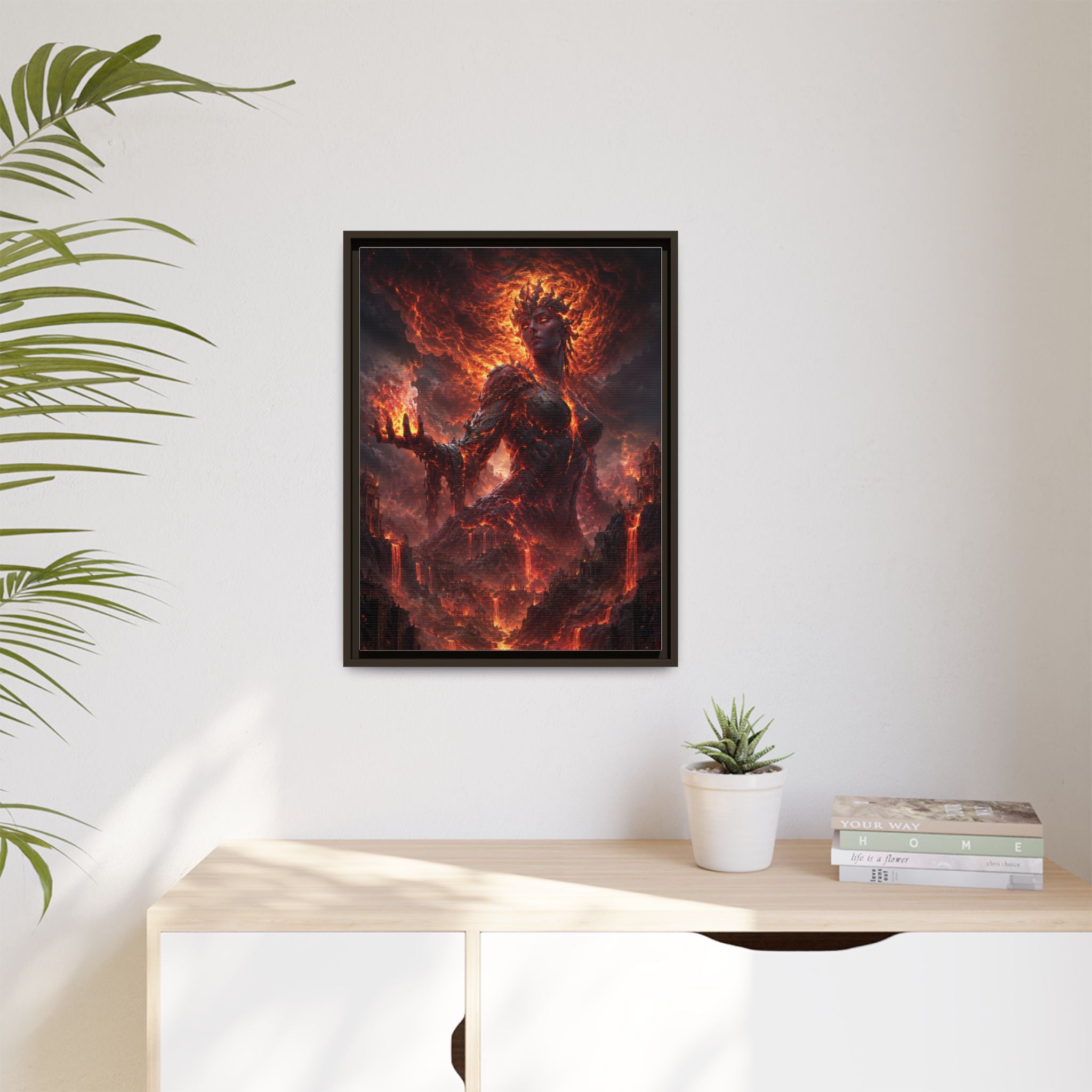 Framed Matte Canvas — Fiery Demon Goddess Wall Art