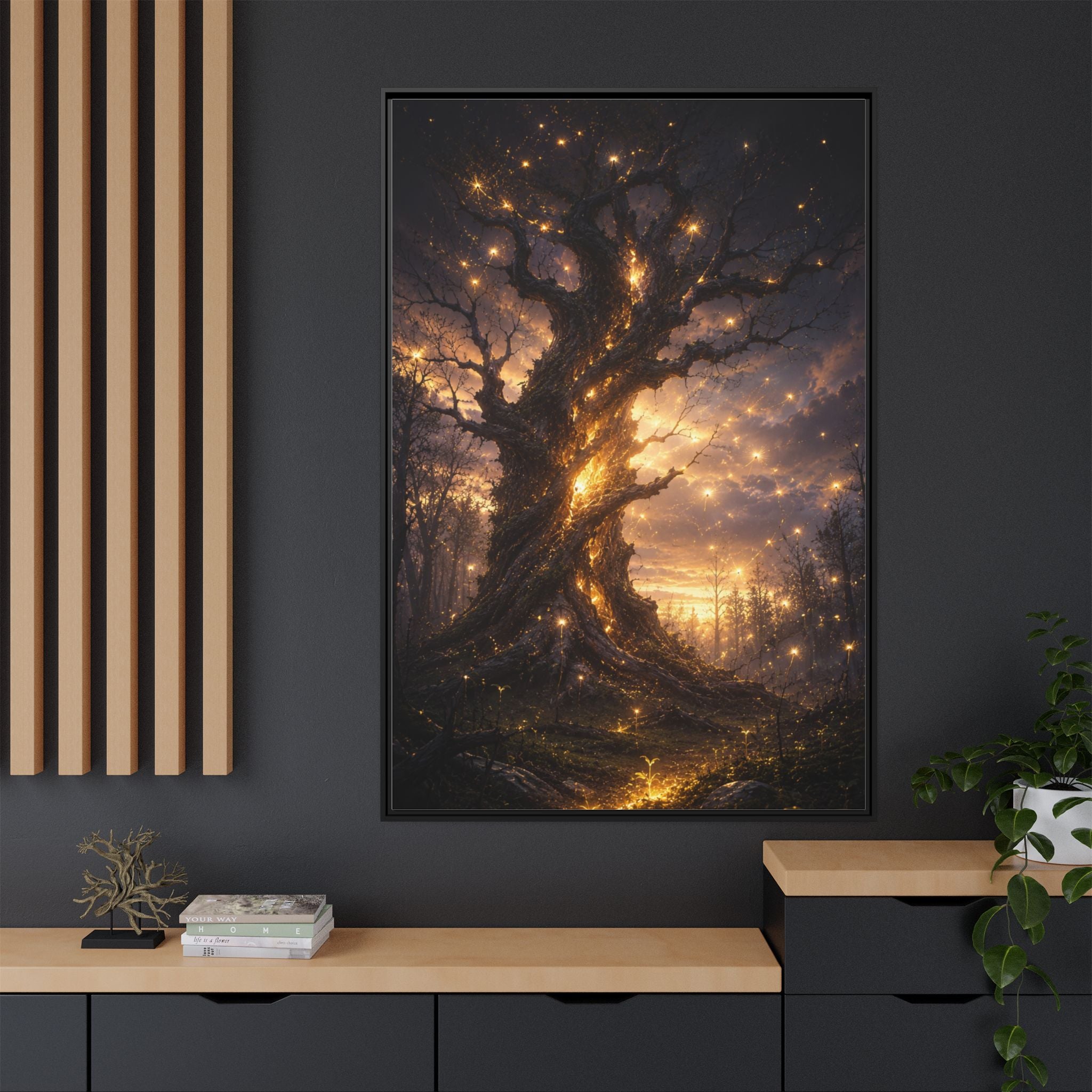 Enchanted Tree Matte Canvas Print — Framed Fantasy Wall Art