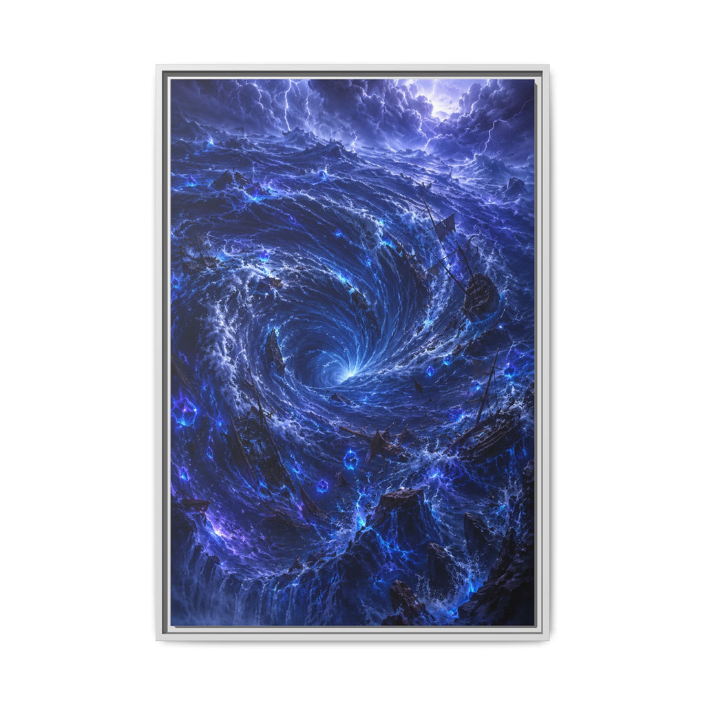 Framed Matte Canvas - Blue Cosmic Vortex Wall Art