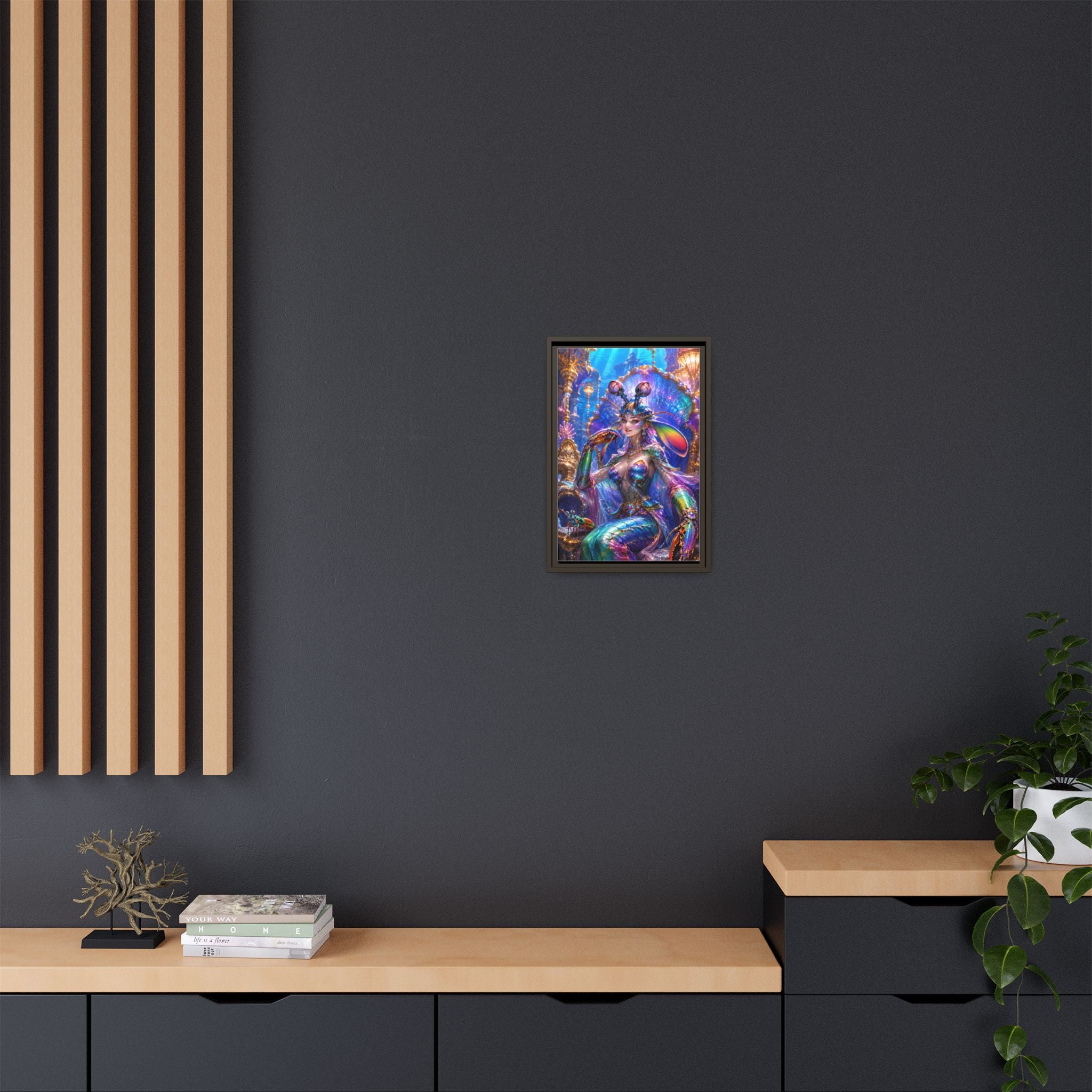 Mermaid Queen Framed Matte Canvas Art — Vibrant Fantasy Underwater Wall Decor