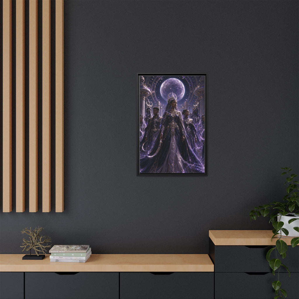 Mystic Moon Queen Framed Matte Canvas Print — Fantasy Royalty Wall Art