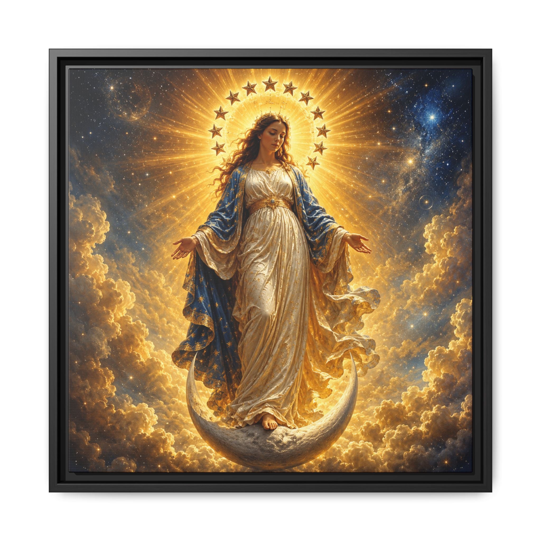 Madonna and Childlike Grace Fine Art Paper Print – Radiant Virgin Mary Wall Art