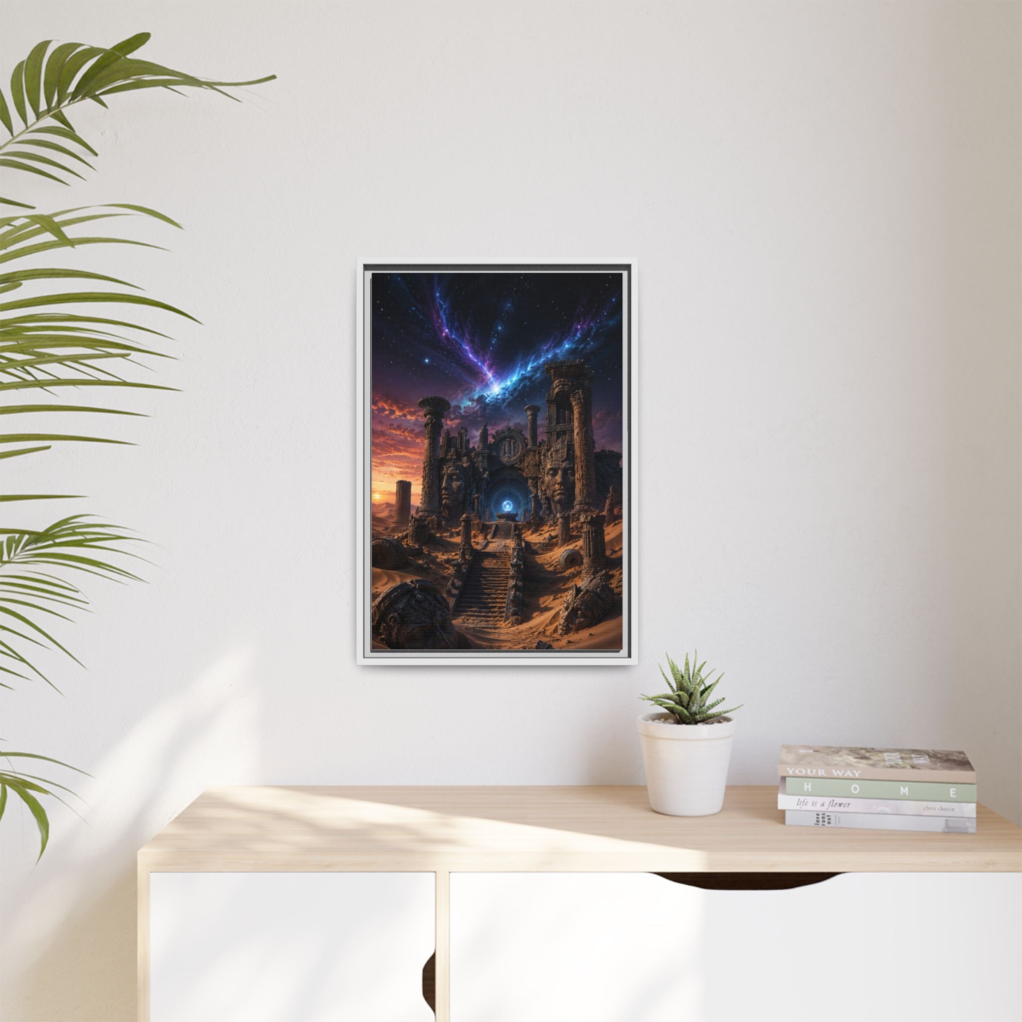 Framed Matte Canvas — Mystical Desert Ruins Nightscape