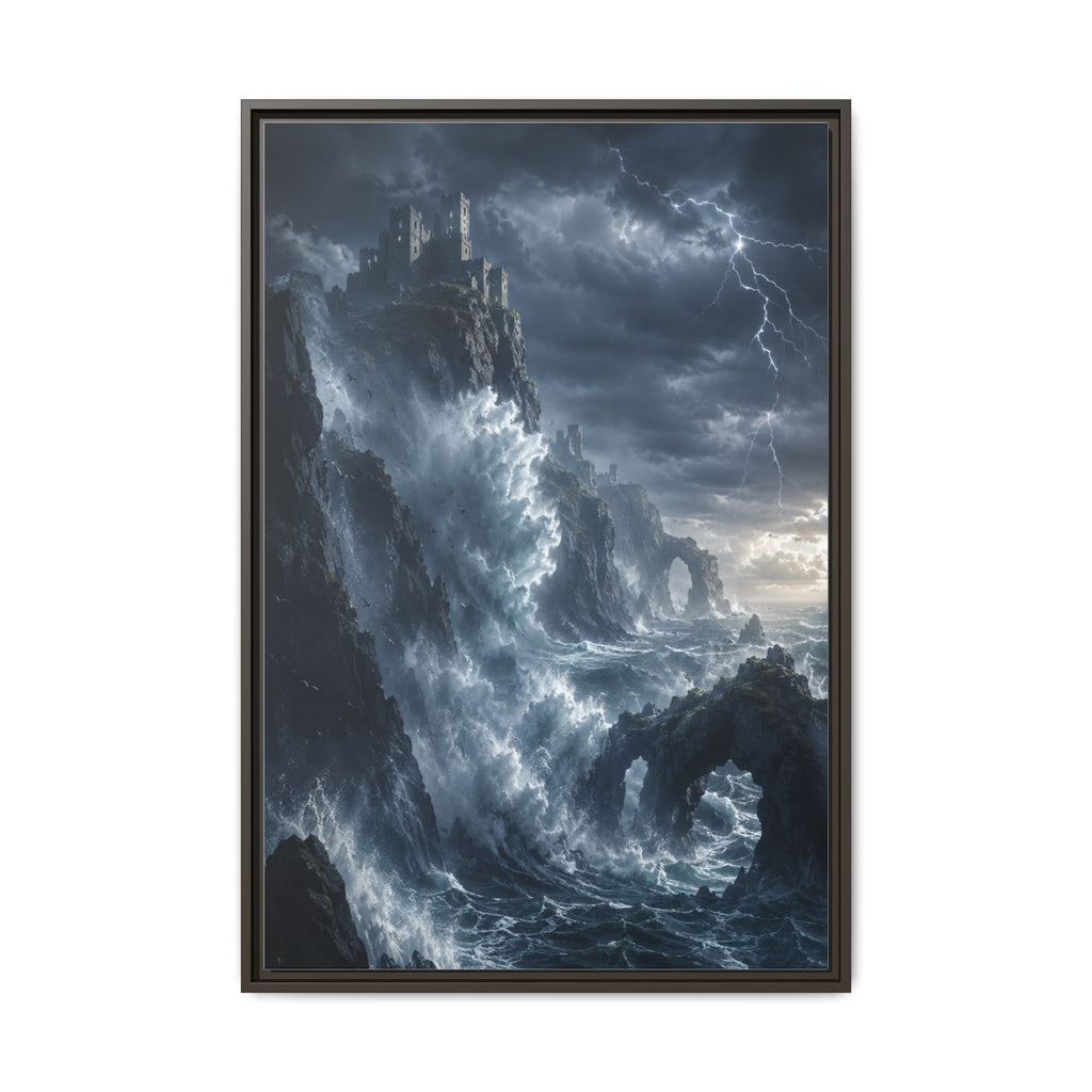 Framed Matte Canvas - Stormy Ocean Fantasy Wall Art