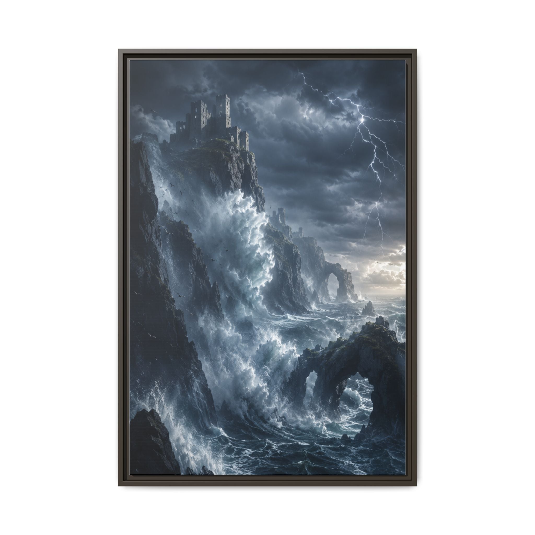 Framed Matte Canvas - Stormy Ocean Fantasy Wall Art