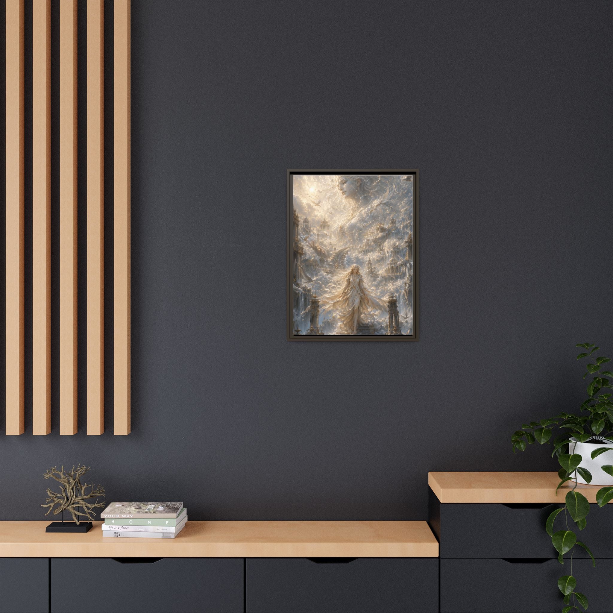 Ethereal Goddess Matte Framed Canvas Art — Dreamlike Fantasy Wall Decor