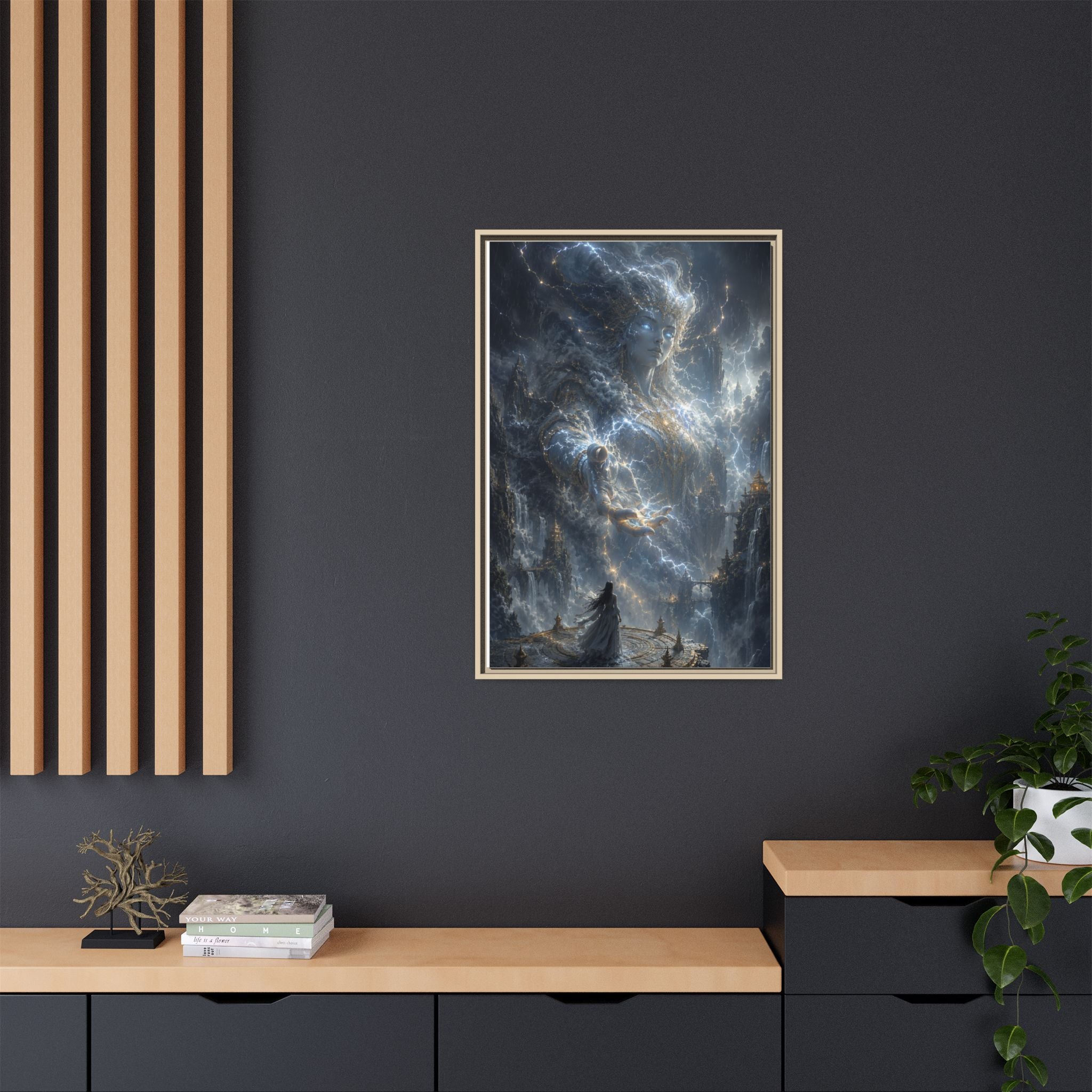 Framed Matte Canvas Print — Ethereal Star Goddess Fantasy Wall Art