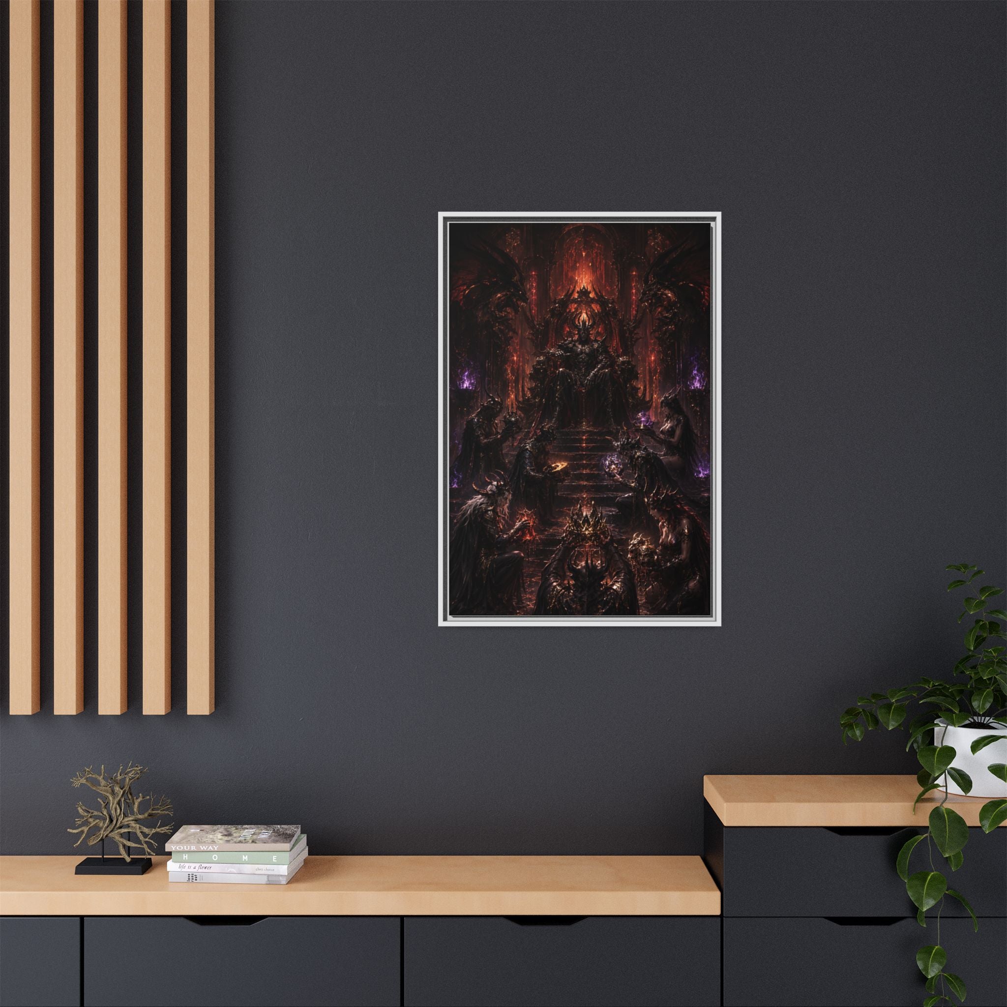 Dark Fantasy Throne Room Matte Canvas Print (Framed)