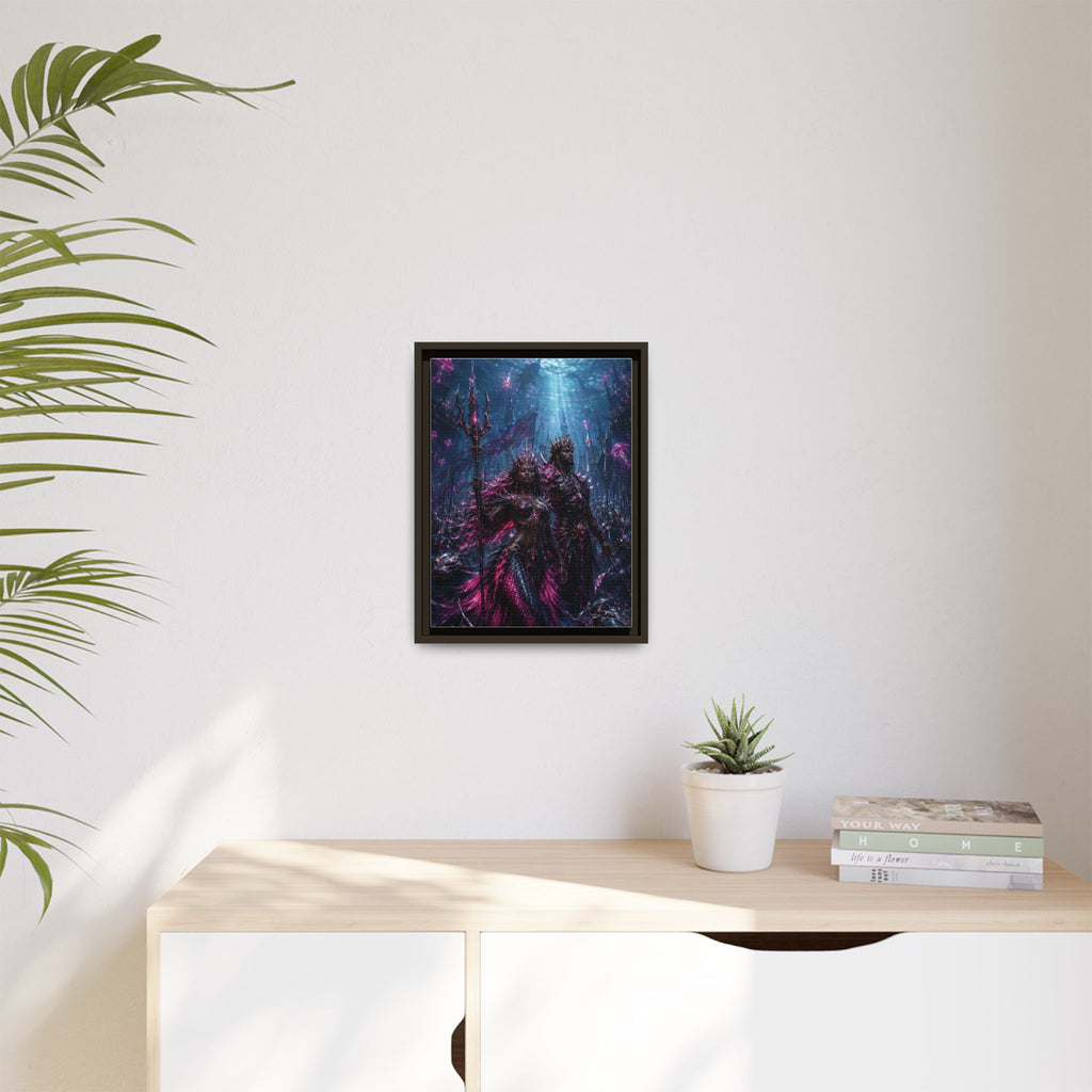 Framed Matte Canvas Print — Mystical Underwater King & Queen Artwork