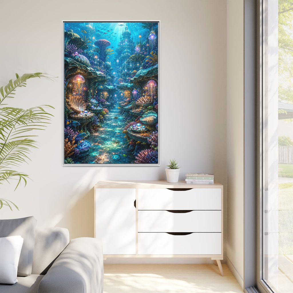 Framed Matte Canvas - Enchanted Underwater Coral Reef Print