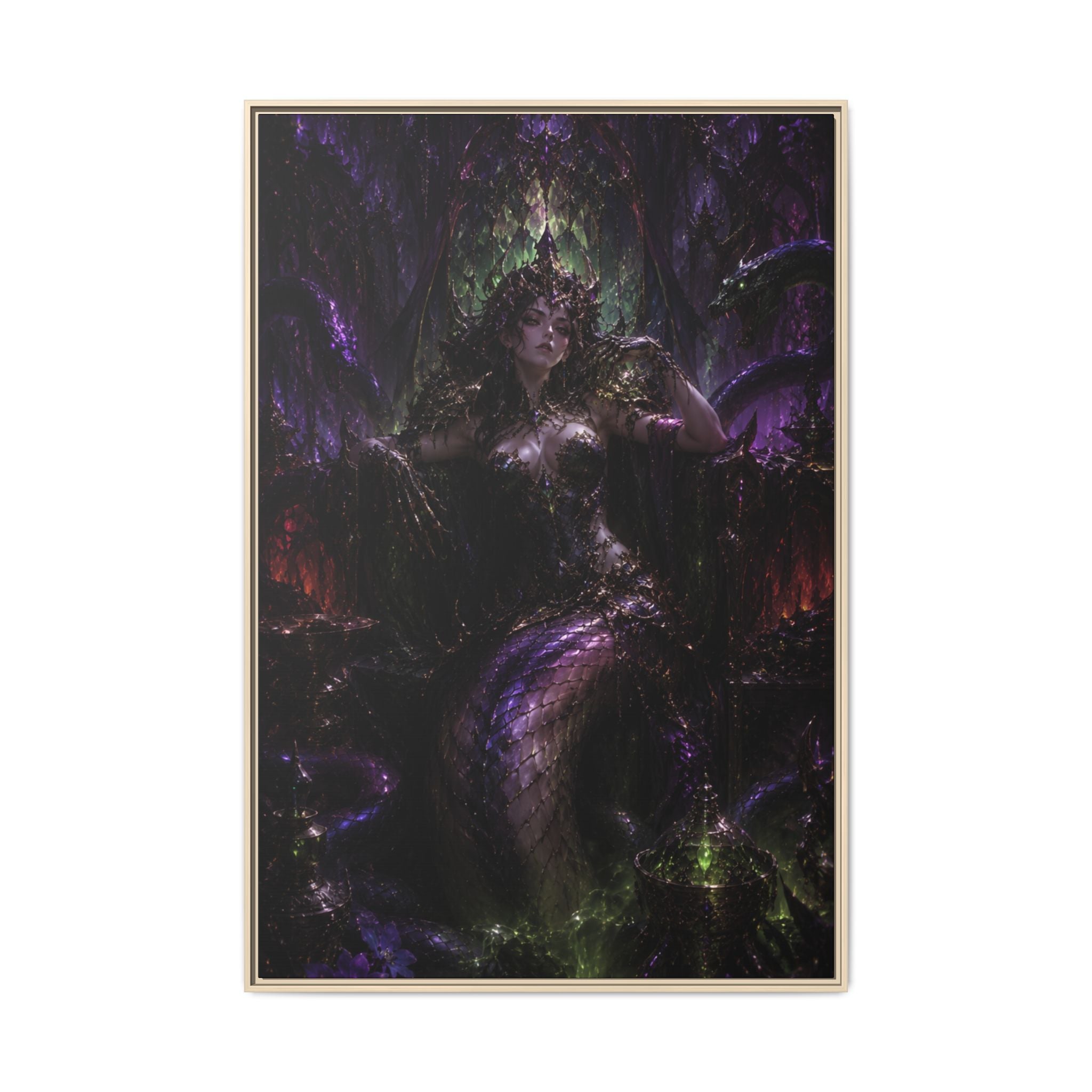 Dark Fantasy Goddess Fine Art Paper Print — Multi‑Color Wall Art