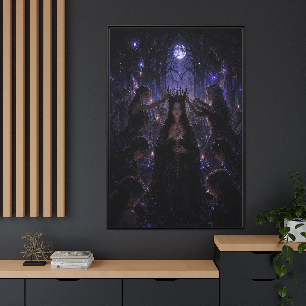 Gothic Moon Queen Framed Canvas Print